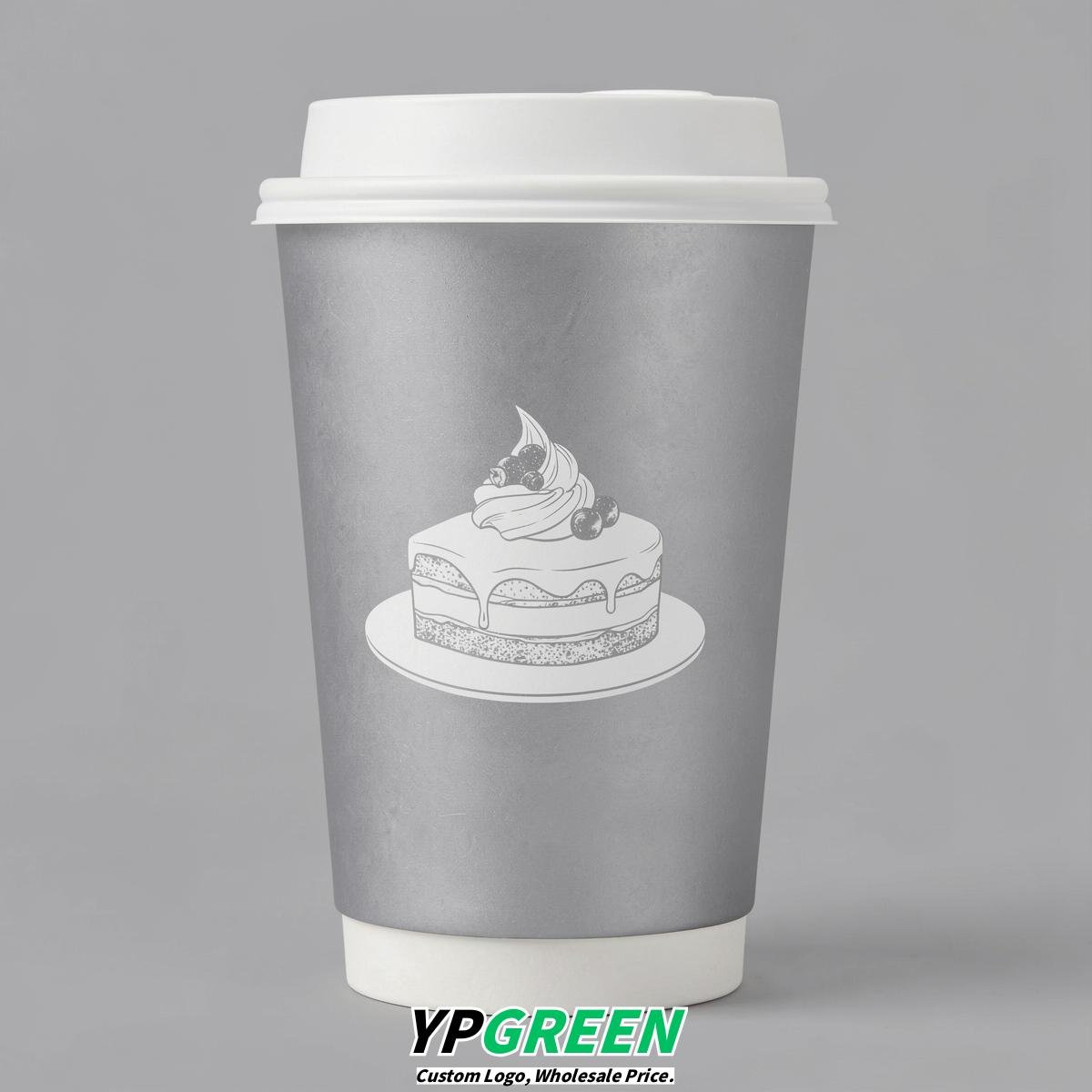Silver Paper Cups with Desserts Design 8-24oz