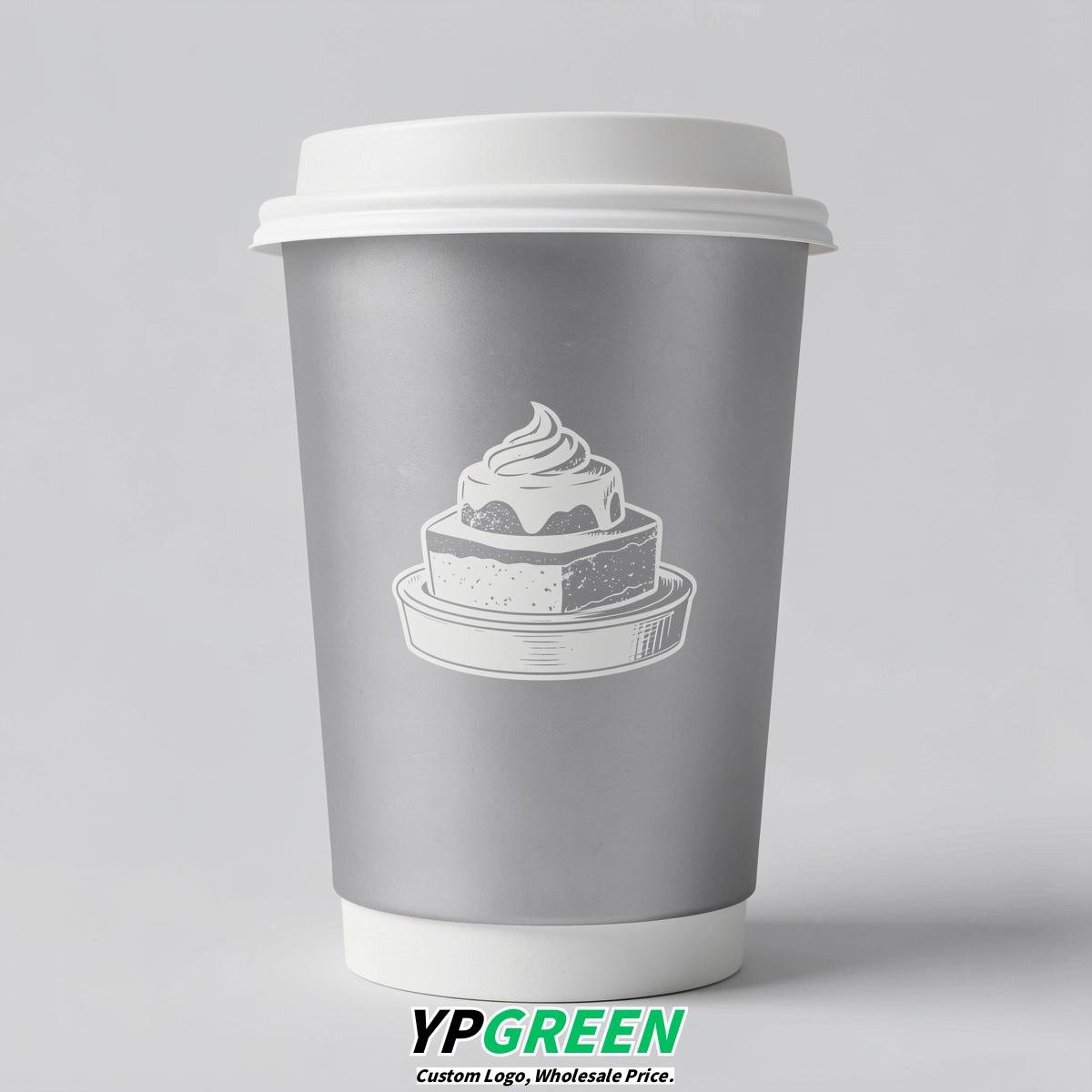 Silver Paper Cups with Desserts Design 8-24oz