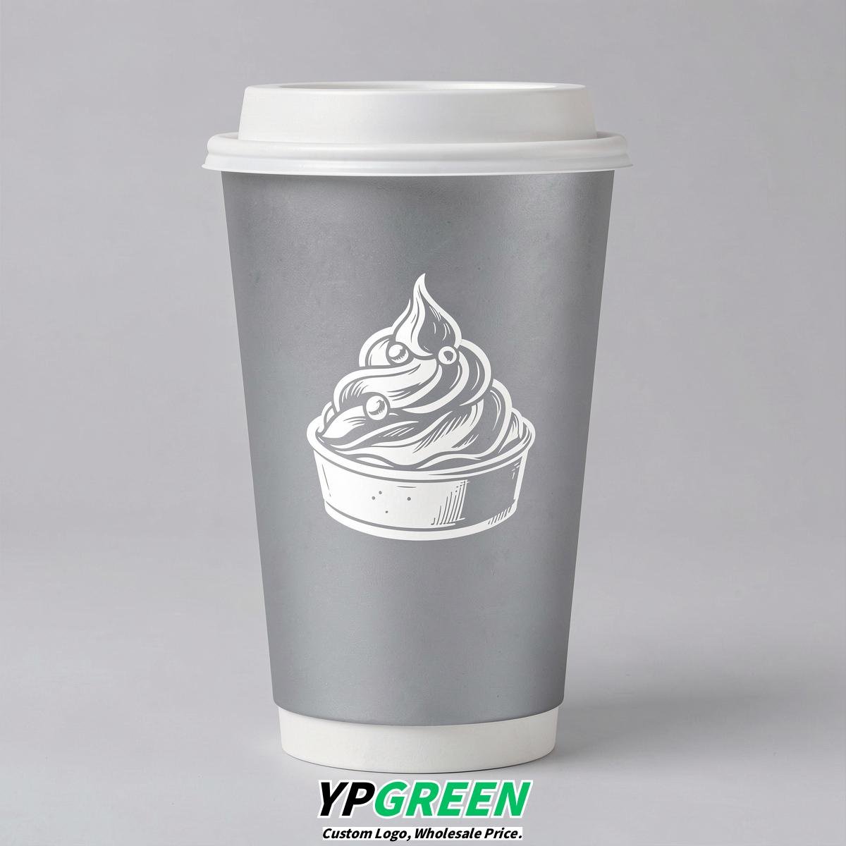 Silver Paper Cups with Desserts Design 8-24oz