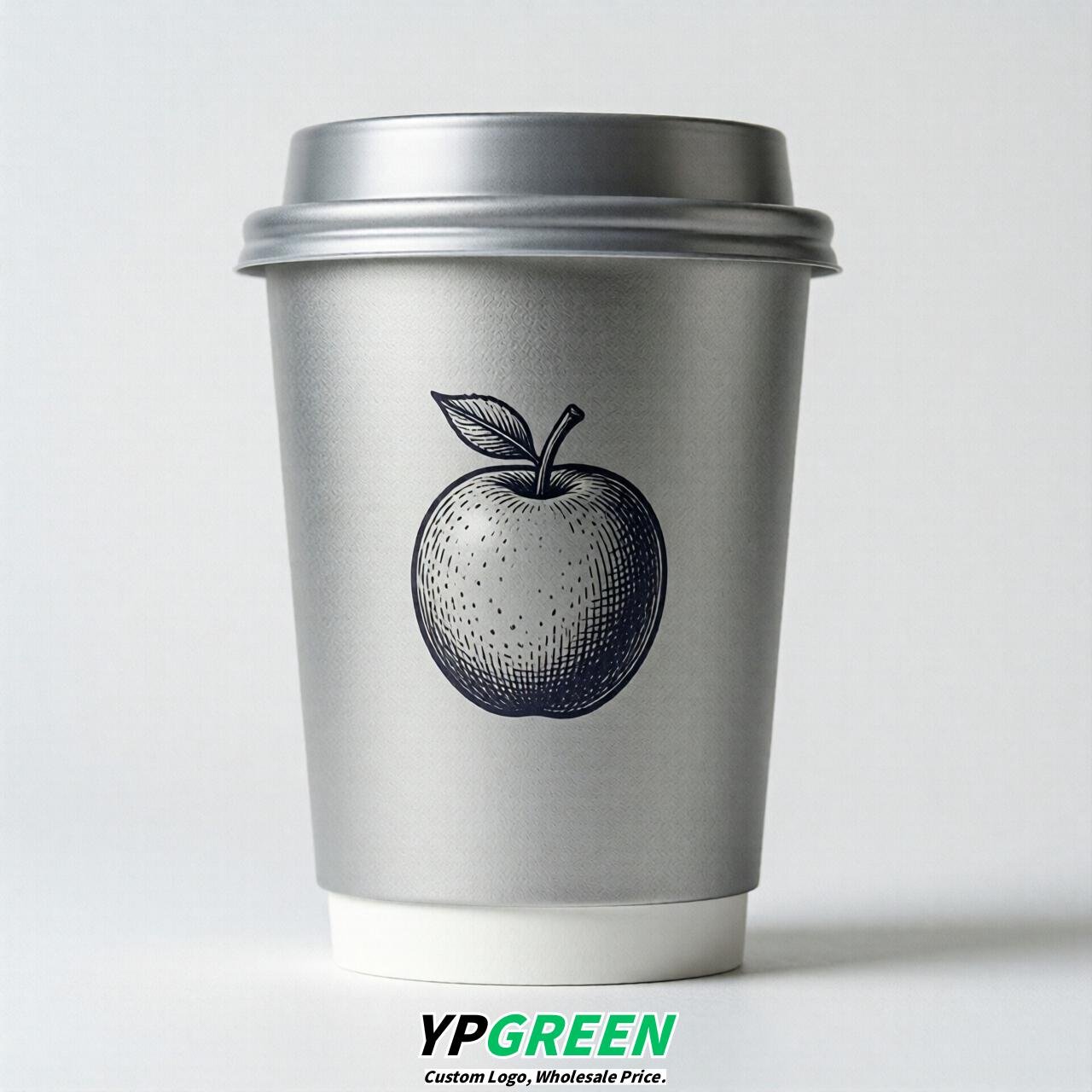 Silver Fruits Paper Cups with Lids 8-24oz