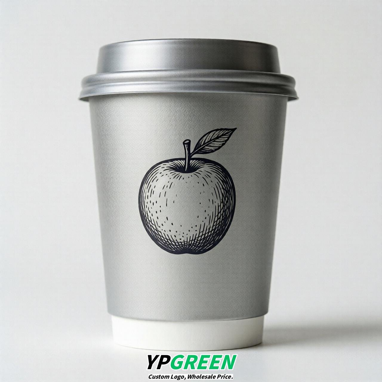 Silver Fruits Paper Cups with Lids 8-24oz
