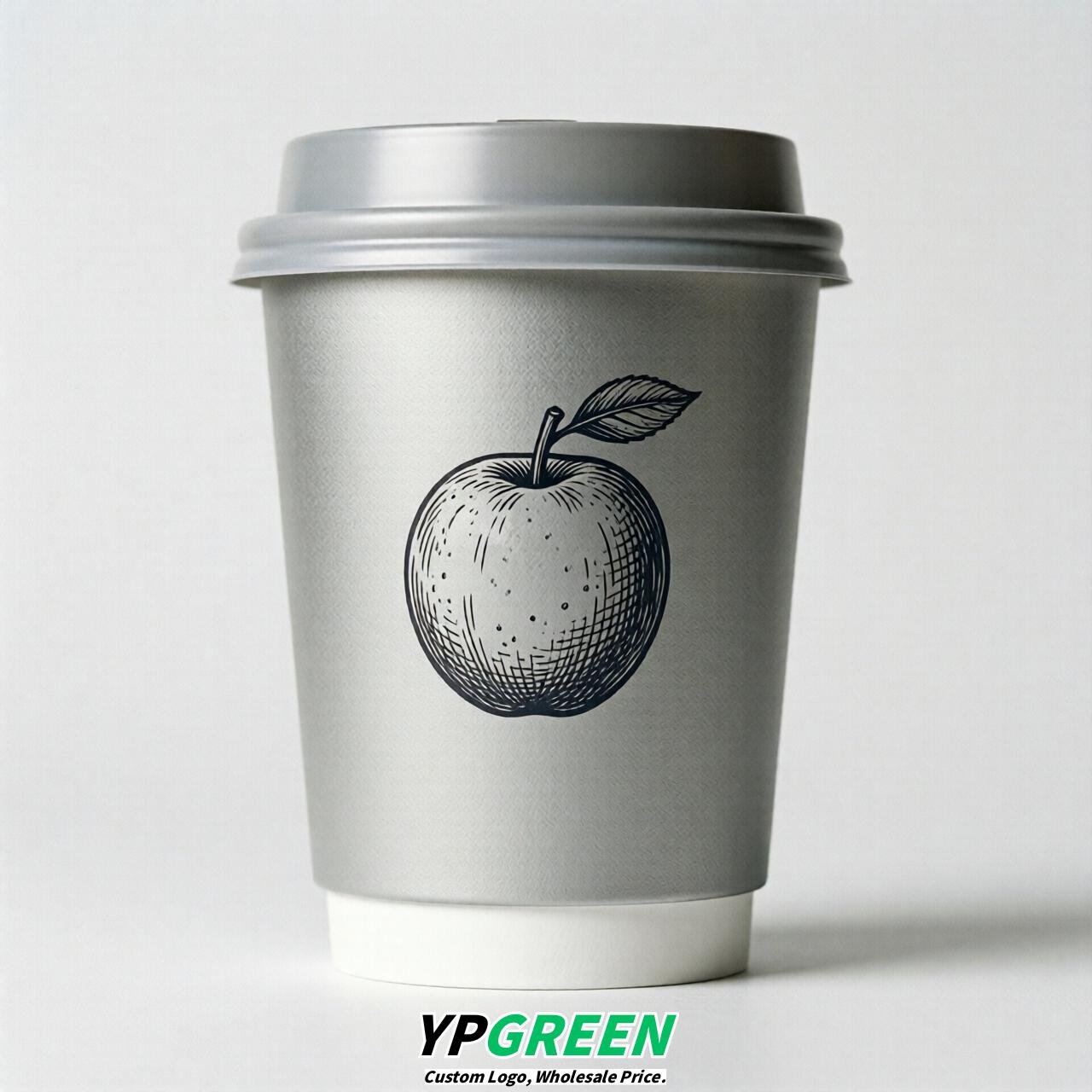 Silver Fruits Paper Cups with Lids 8-24oz