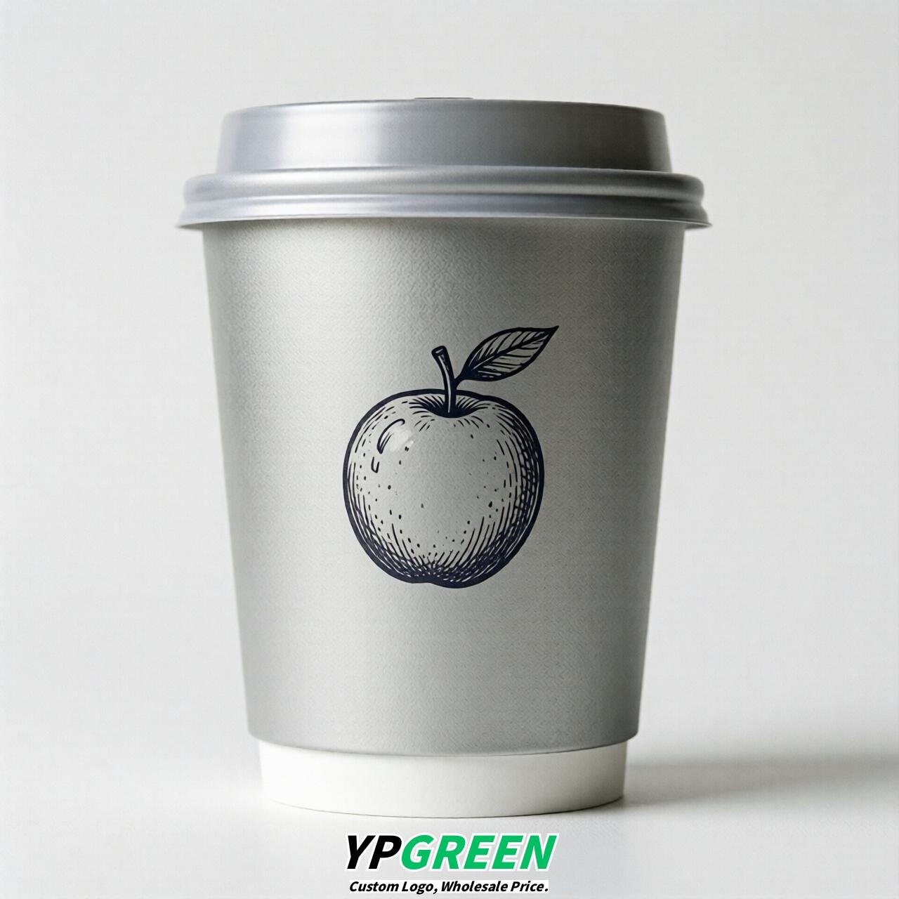 Silver Fruits Paper Cups with Lids 8-24oz
