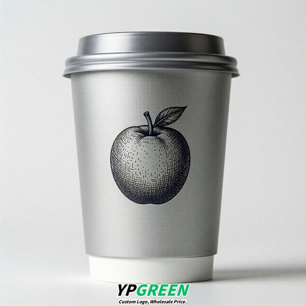 Silver Fruits Paper Cups with Lids 8-24oz
