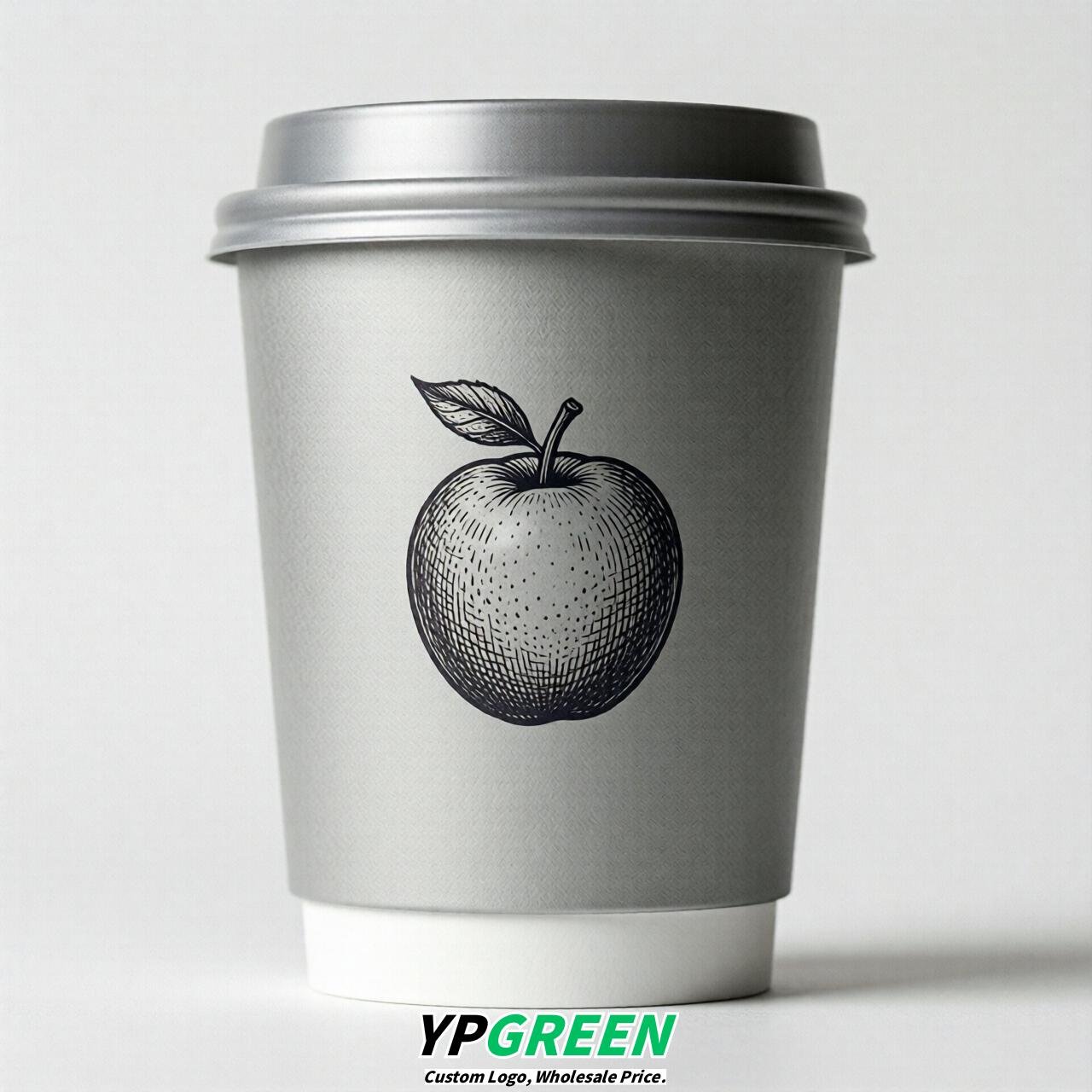 Silver Fruits Paper Cups with Lids 8-24oz