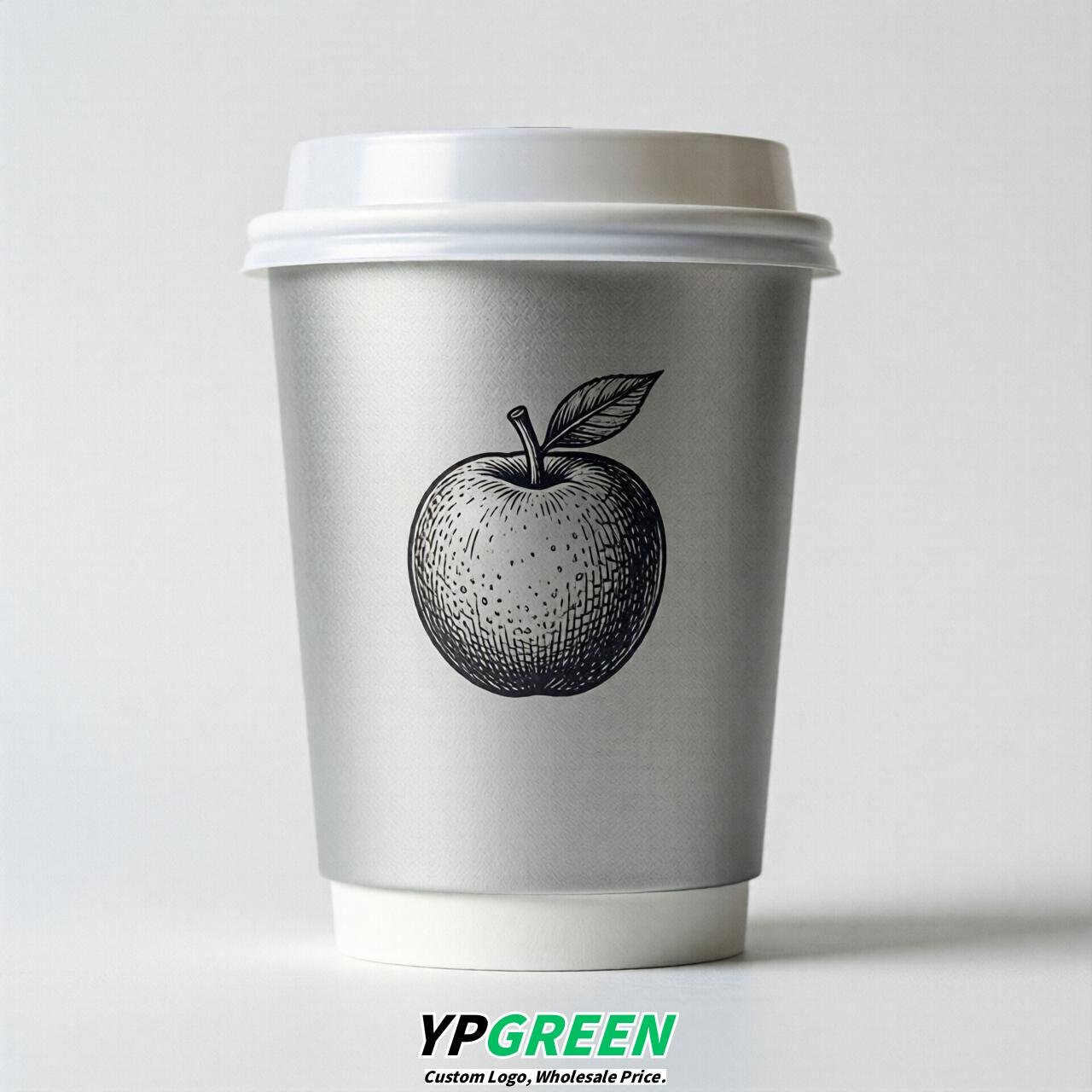 Silver Fruits Paper Cups with Lids 8-24oz