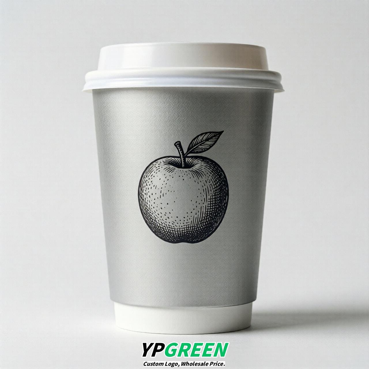 Silver Fruits Paper Cups with Lids 8-24oz