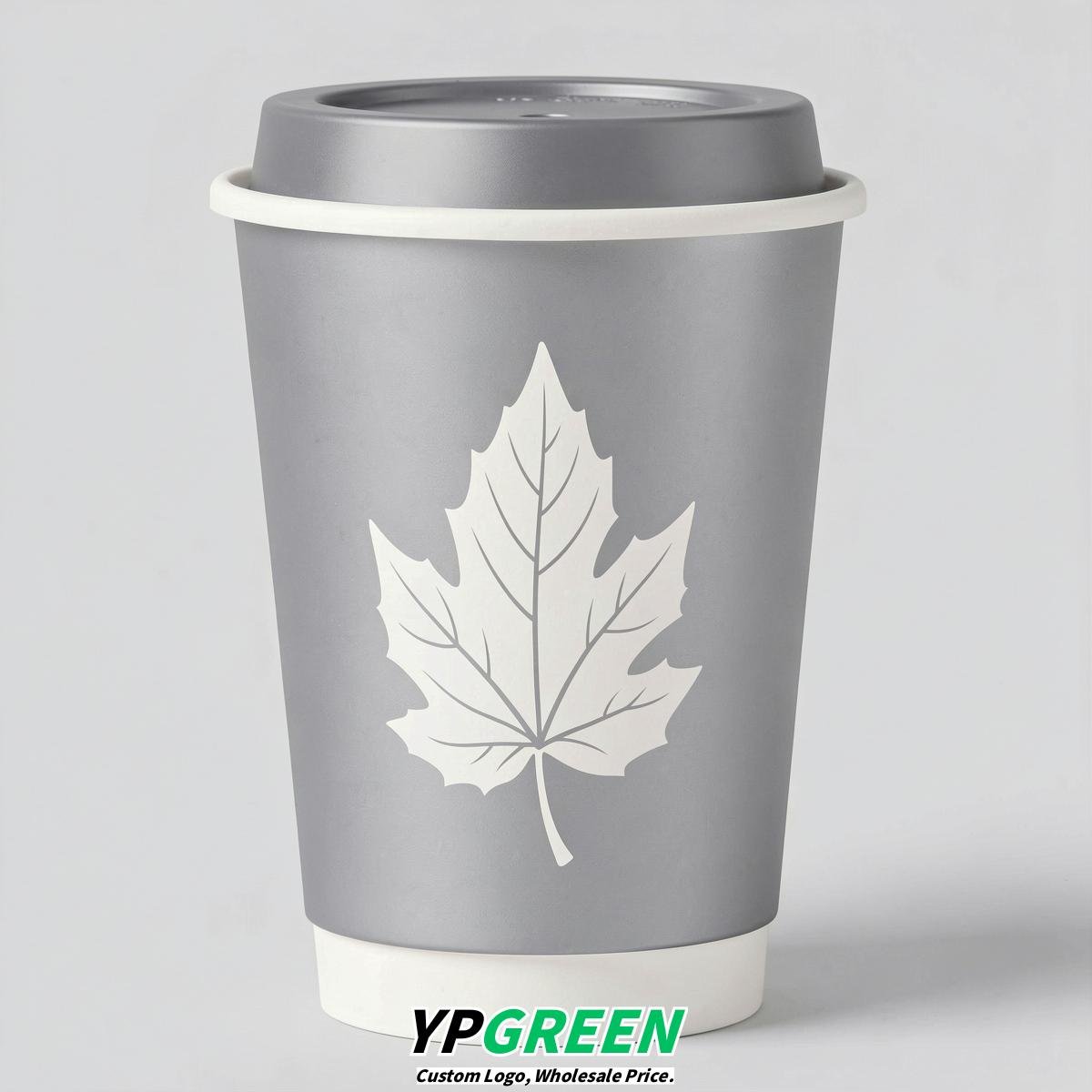 Silver Leaves Paper Cups with Lids 8-24oz
