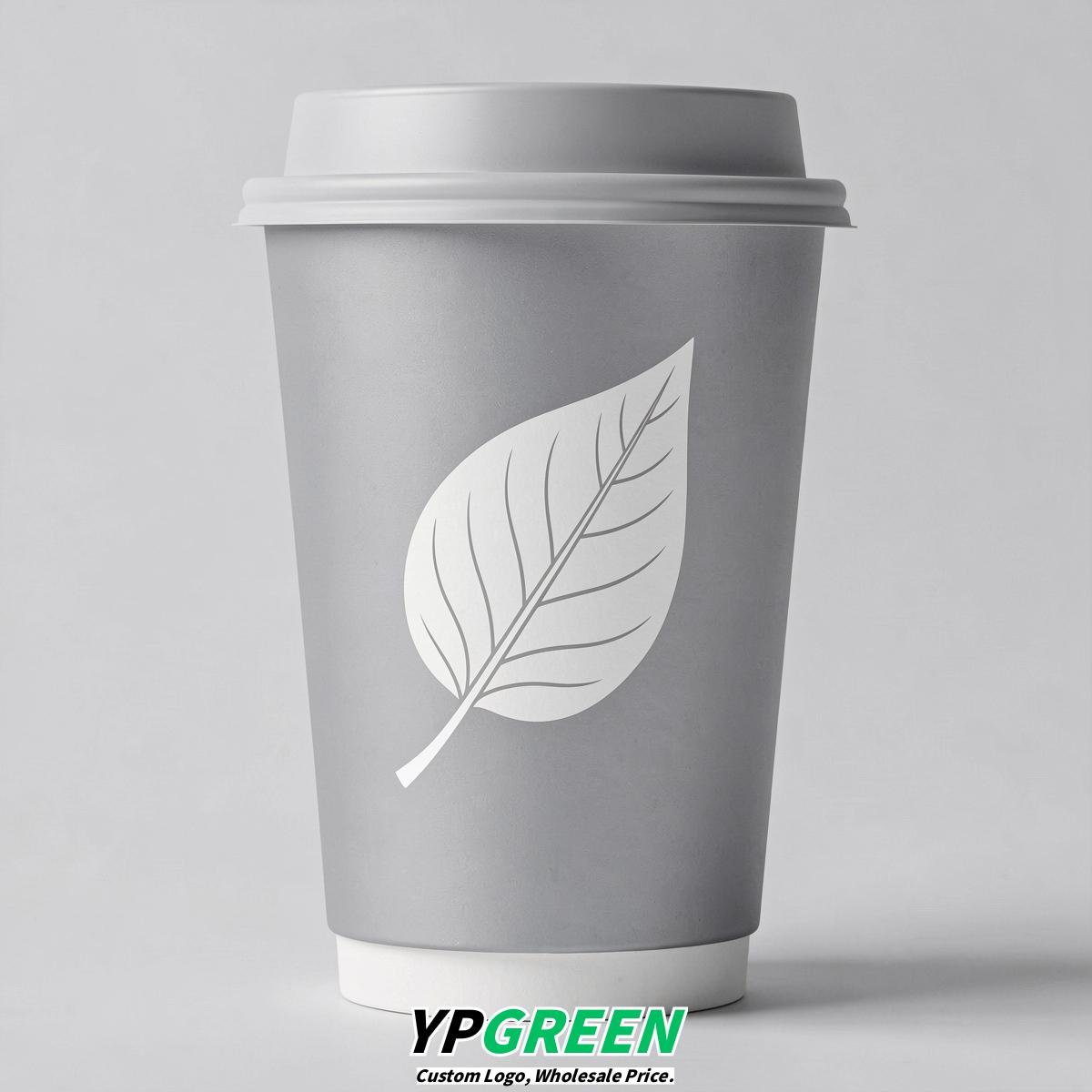 Silver Leaves Paper Cups with Lids 8-24oz