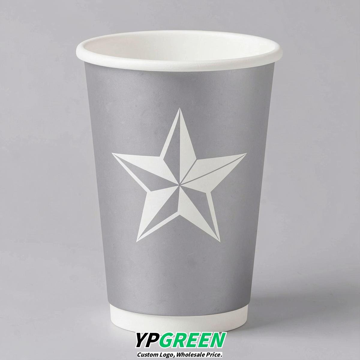 Silver Stars Paper Cups with Lids 8-24oz