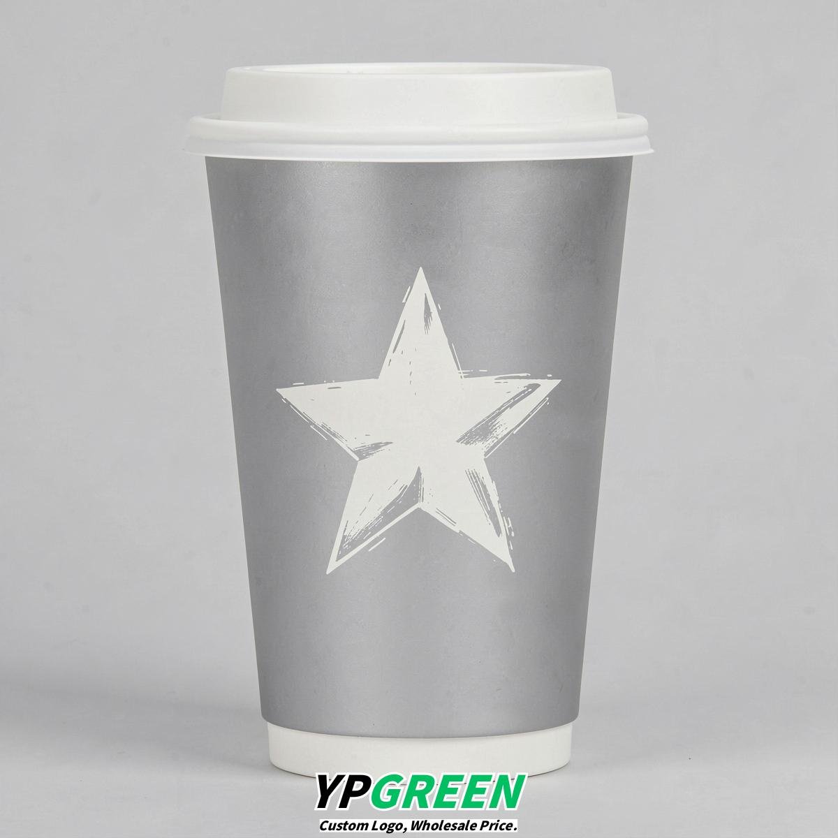 Silver Stars Paper Cups with Lids 8-24oz Silver Stars Paper Cups with Lids 8-24oz