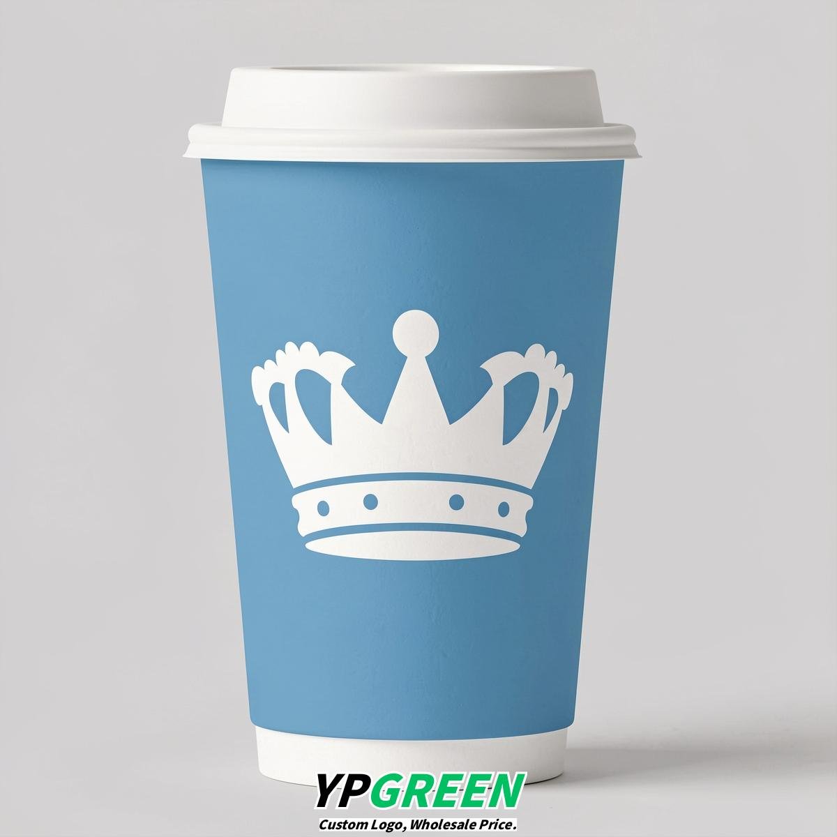 Sky Blue Paper Cups with Crown Design 8-24oz