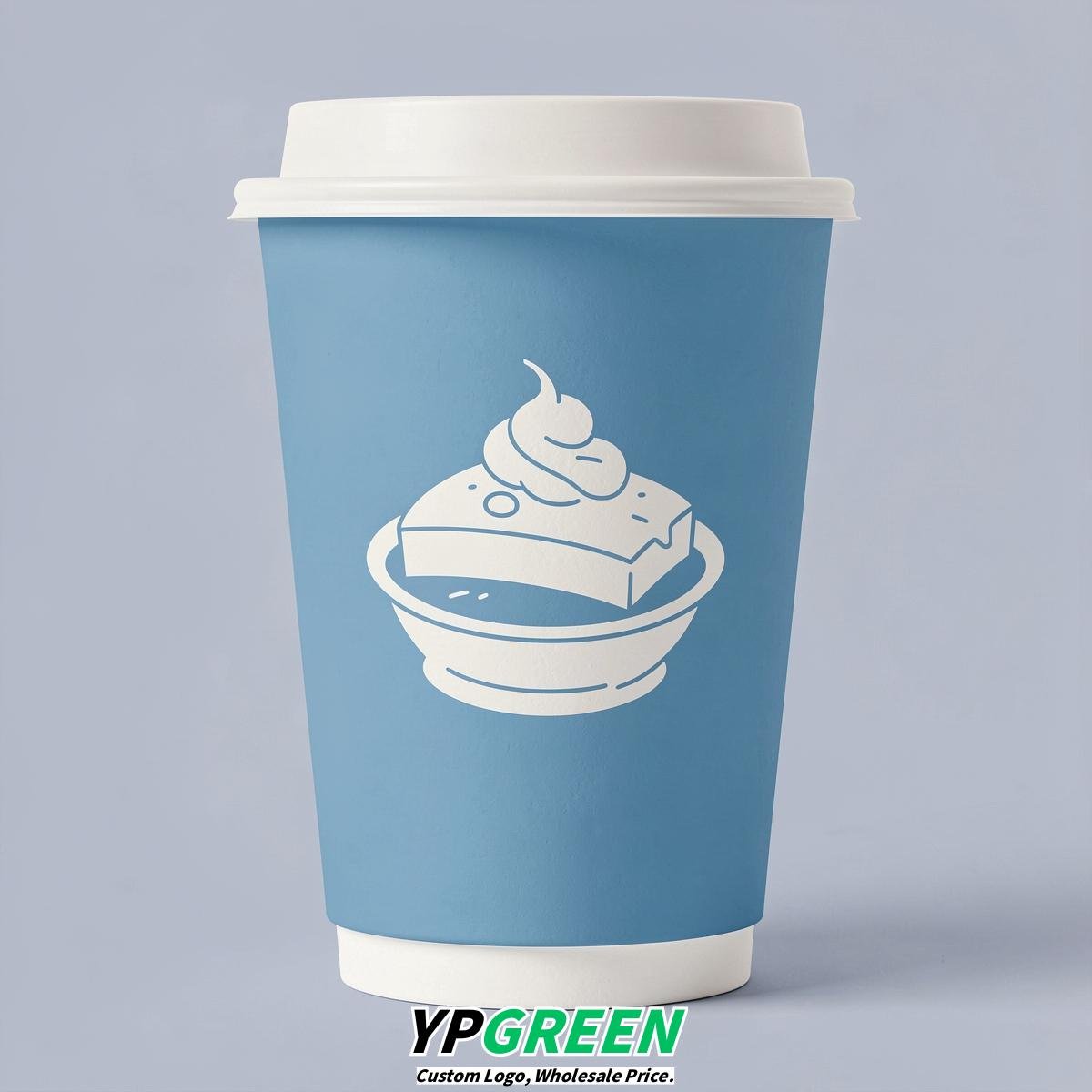 Sky Blue Paper Cups with Desserts Design 8-24oz