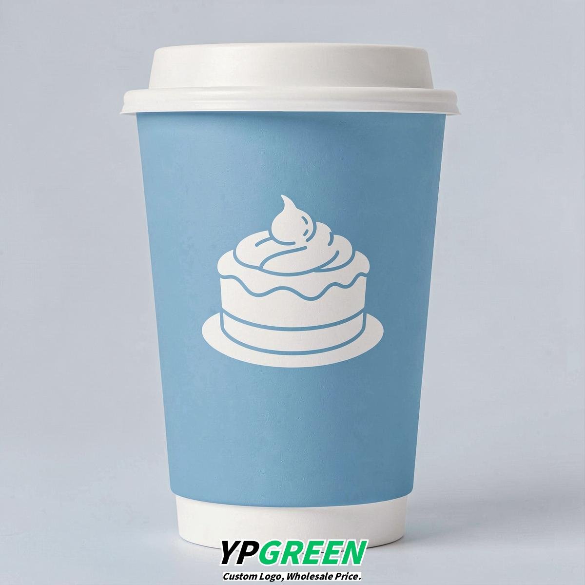 Sky Blue Paper Cups with Desserts Design 8-24oz