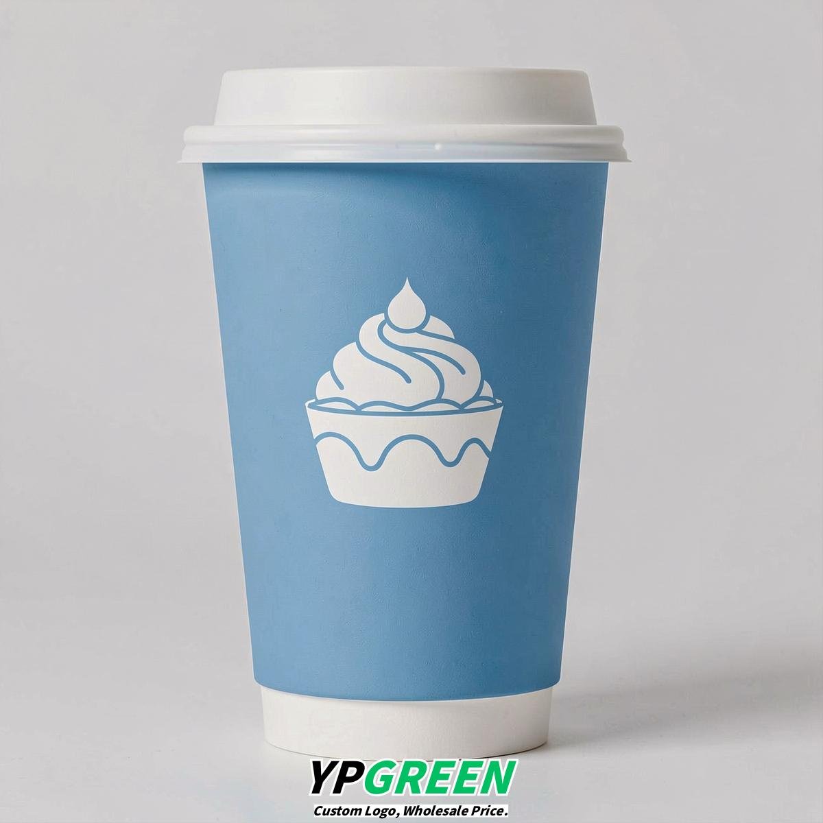 Sky Blue Paper Cups with Desserts Design 8-24oz Sky Blue Paper Cups with Desserts Design 8-24oz