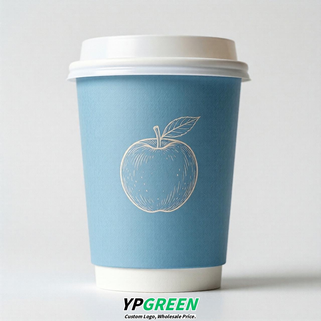 Sky Blue Fruits Paper Cups with Lids 8-24oz