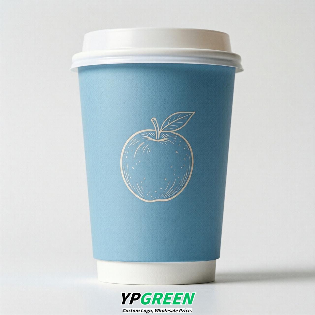 Sky Blue Fruits Paper Cups with Lids 8-24oz