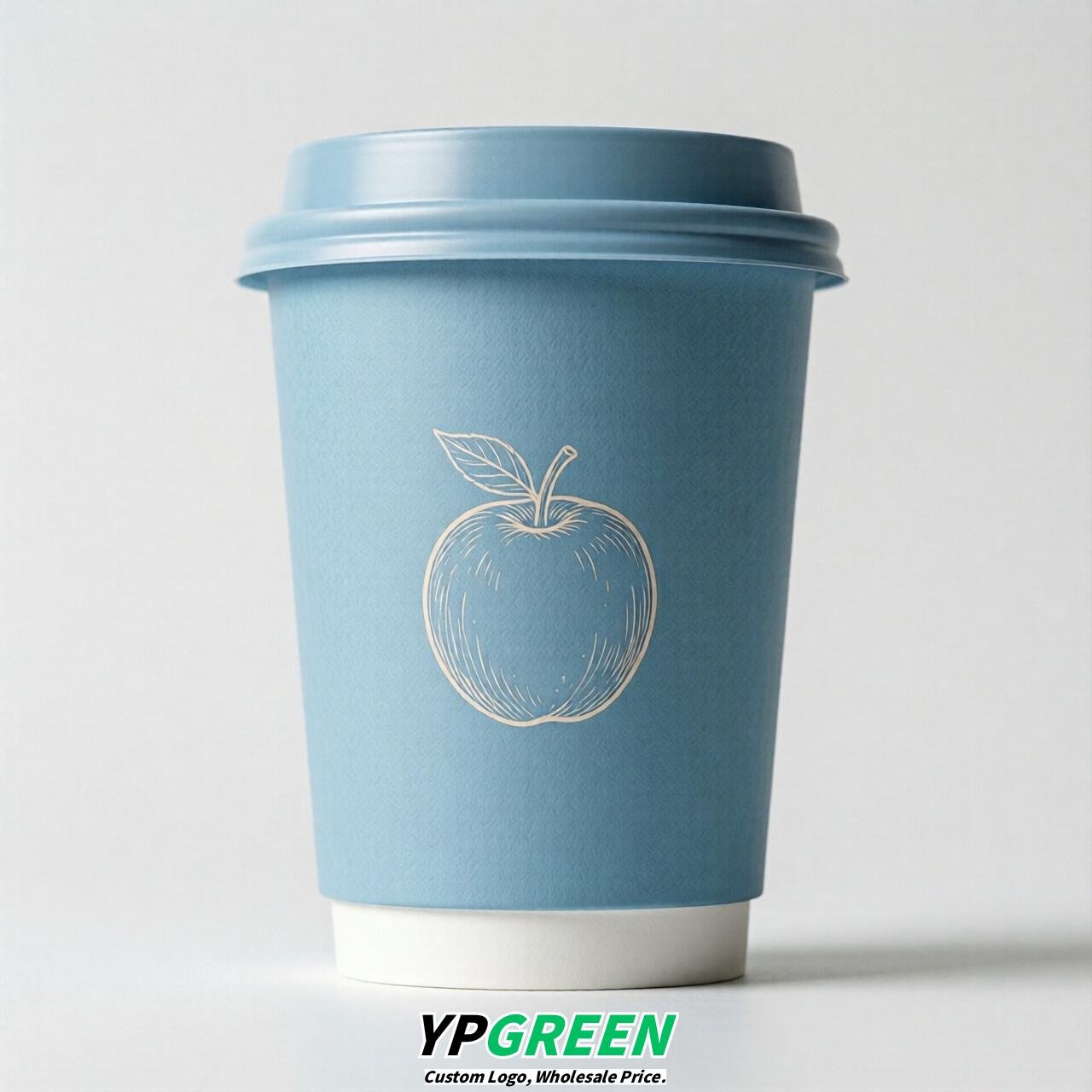 Sky Blue Fruits Paper Cups with Lids 8-24oz