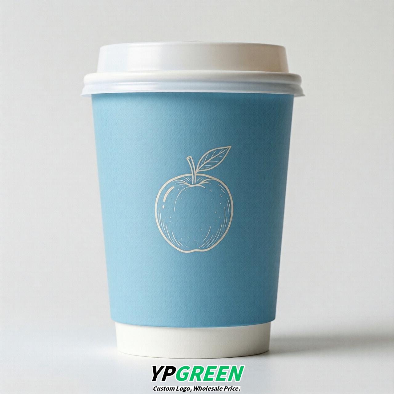 Sky Blue Fruits Paper Cups with Lids 8-24oz
