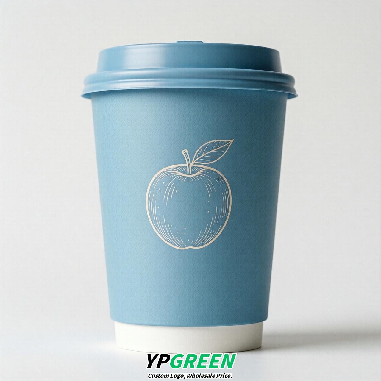 Sky Blue Fruits Paper Cups with Lids 8-24oz