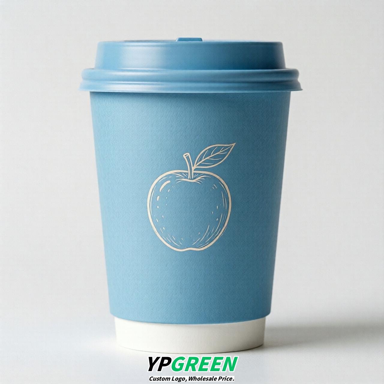 Sky Blue Fruits Paper Cups with Lids 8-24oz