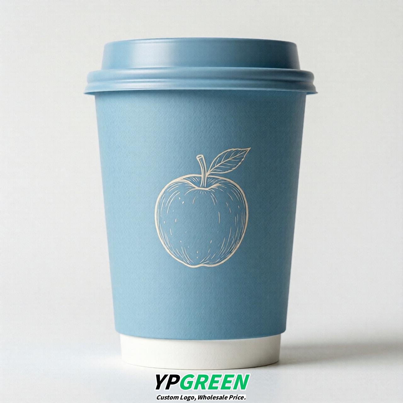 Sky Blue Fruits Paper Cups with Lids 8-24oz
