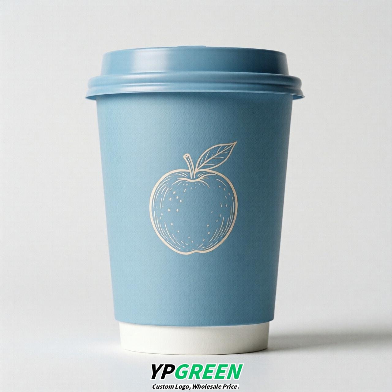 Sky Blue Fruits Paper Cups with Lids 8-24oz