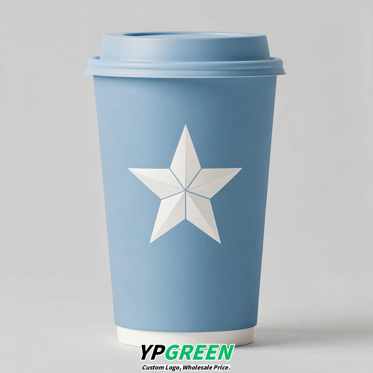 Sky Blue Stars Paper Cups with Lids 8-24oz