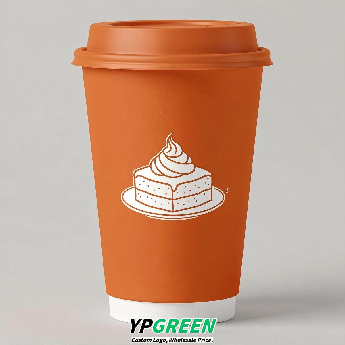 Tangerine Paper Cups with Desserts Design 8-24oz