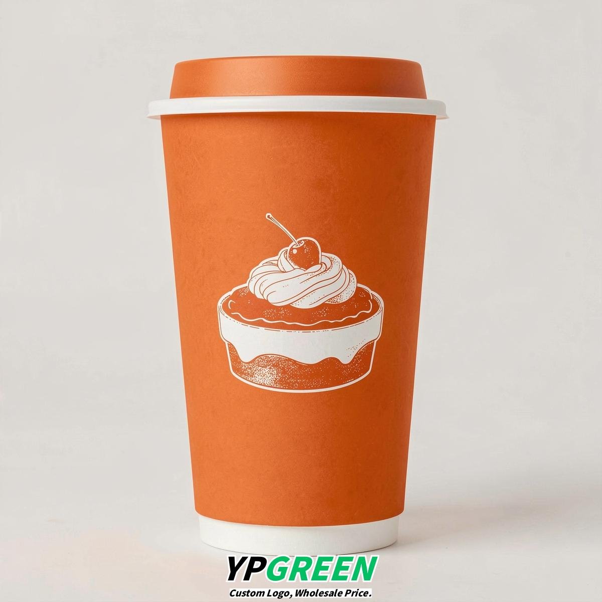 Tangerine Paper Cups with Desserts Design 8-24oz