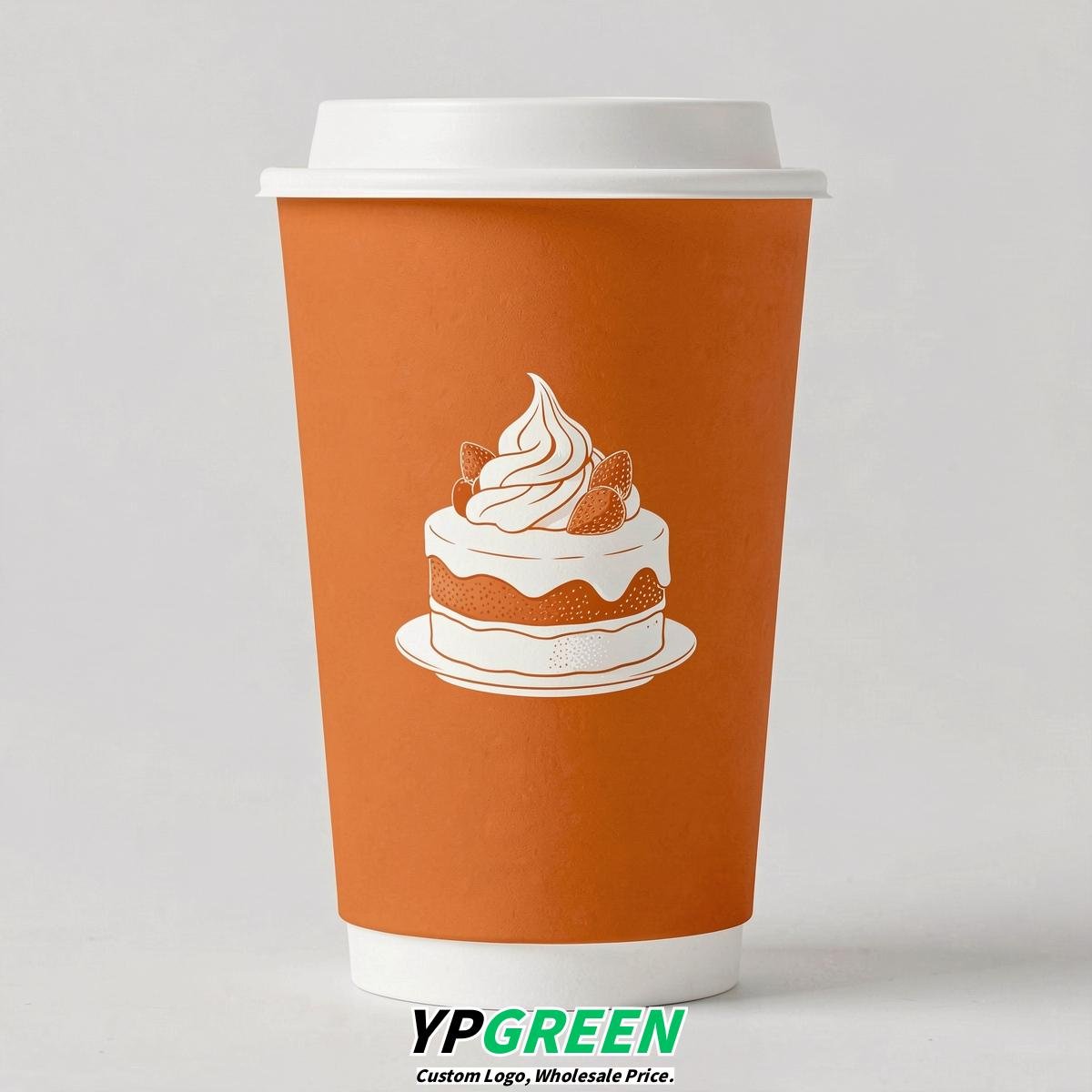 Tangerine Paper Cups with Desserts Design 8-24oz