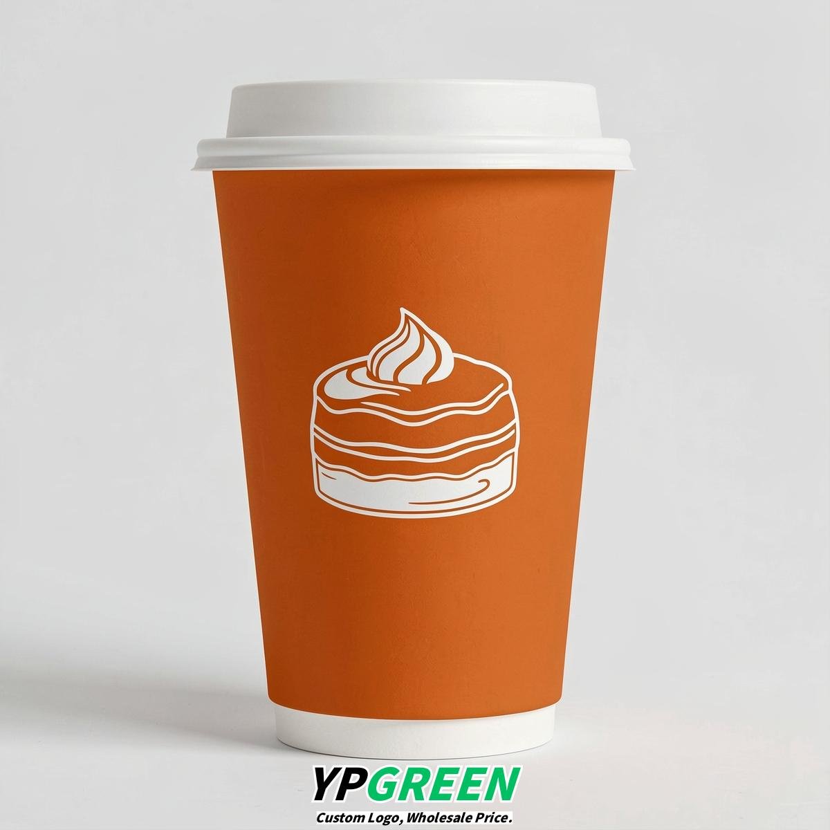 Tangerine Paper Cups with Desserts Design 8-24oz