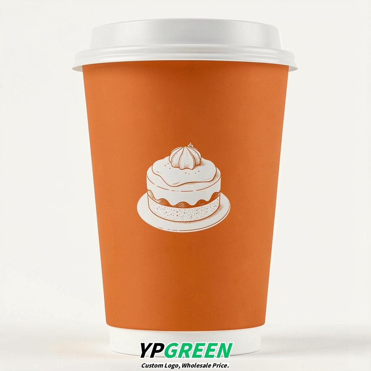 Tangerine Paper Cups with Desserts Design 8-24oz