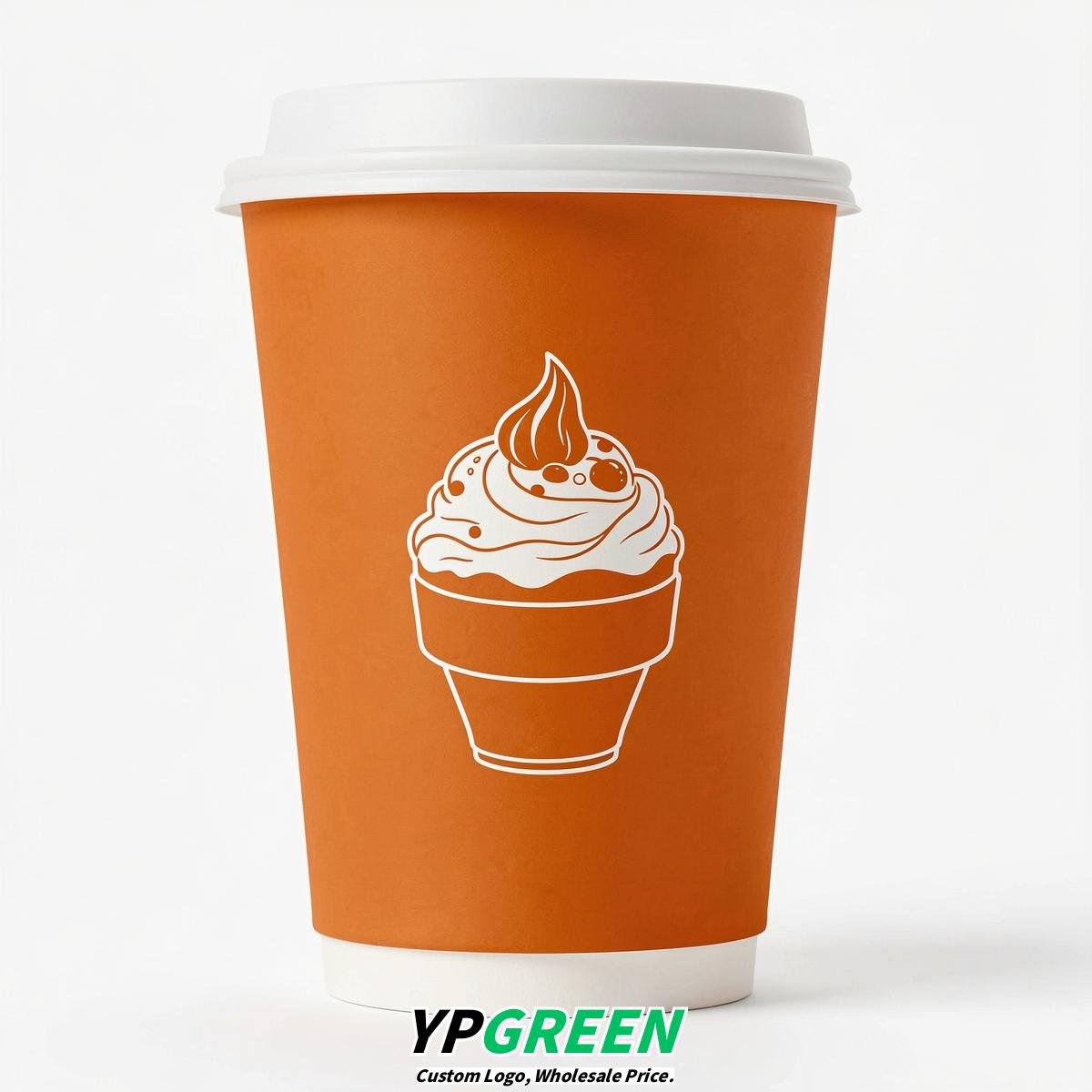 Tangerine Paper Cups with Desserts Design 8-24oz