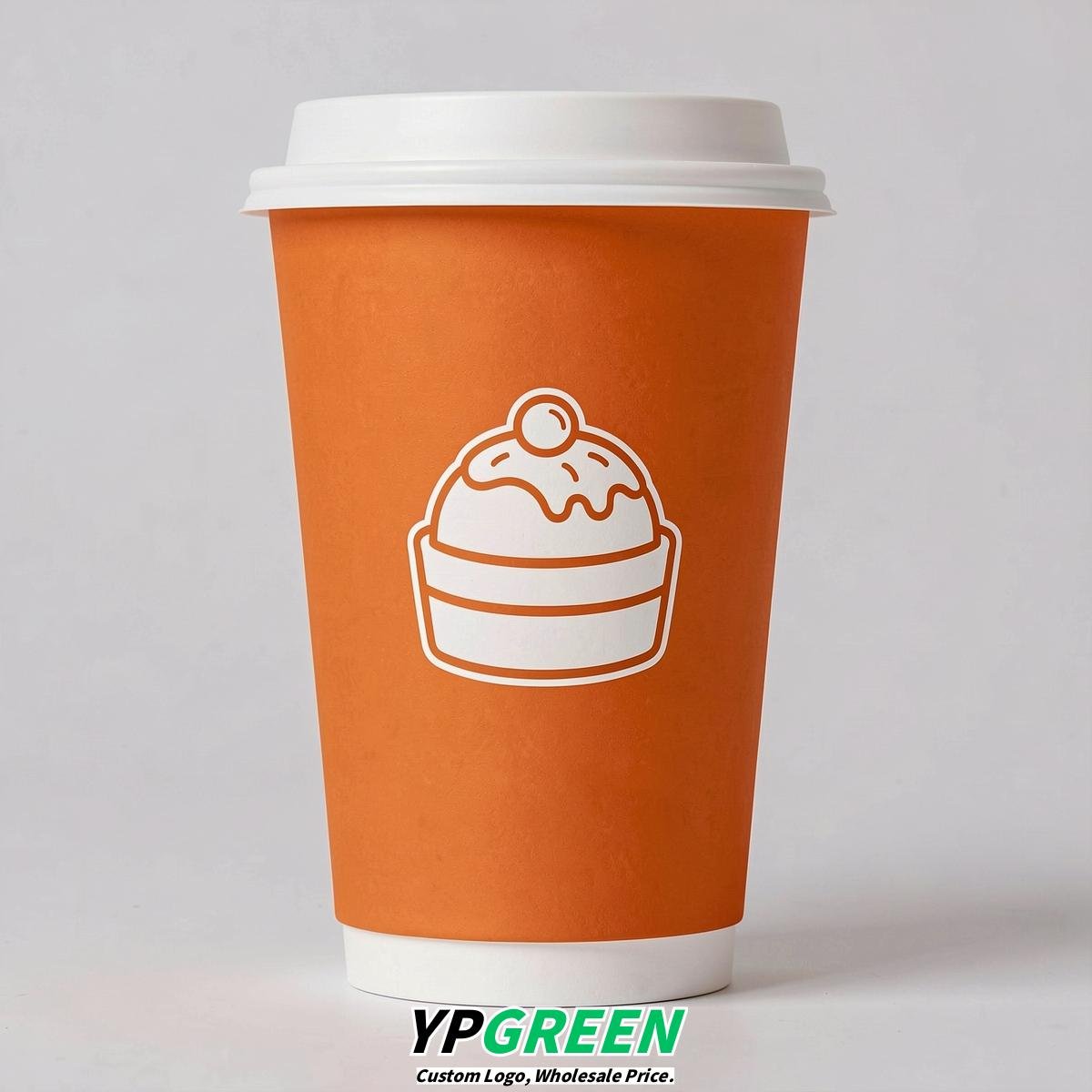 Tangerine Paper Cups with Desserts Design 8-24oz
