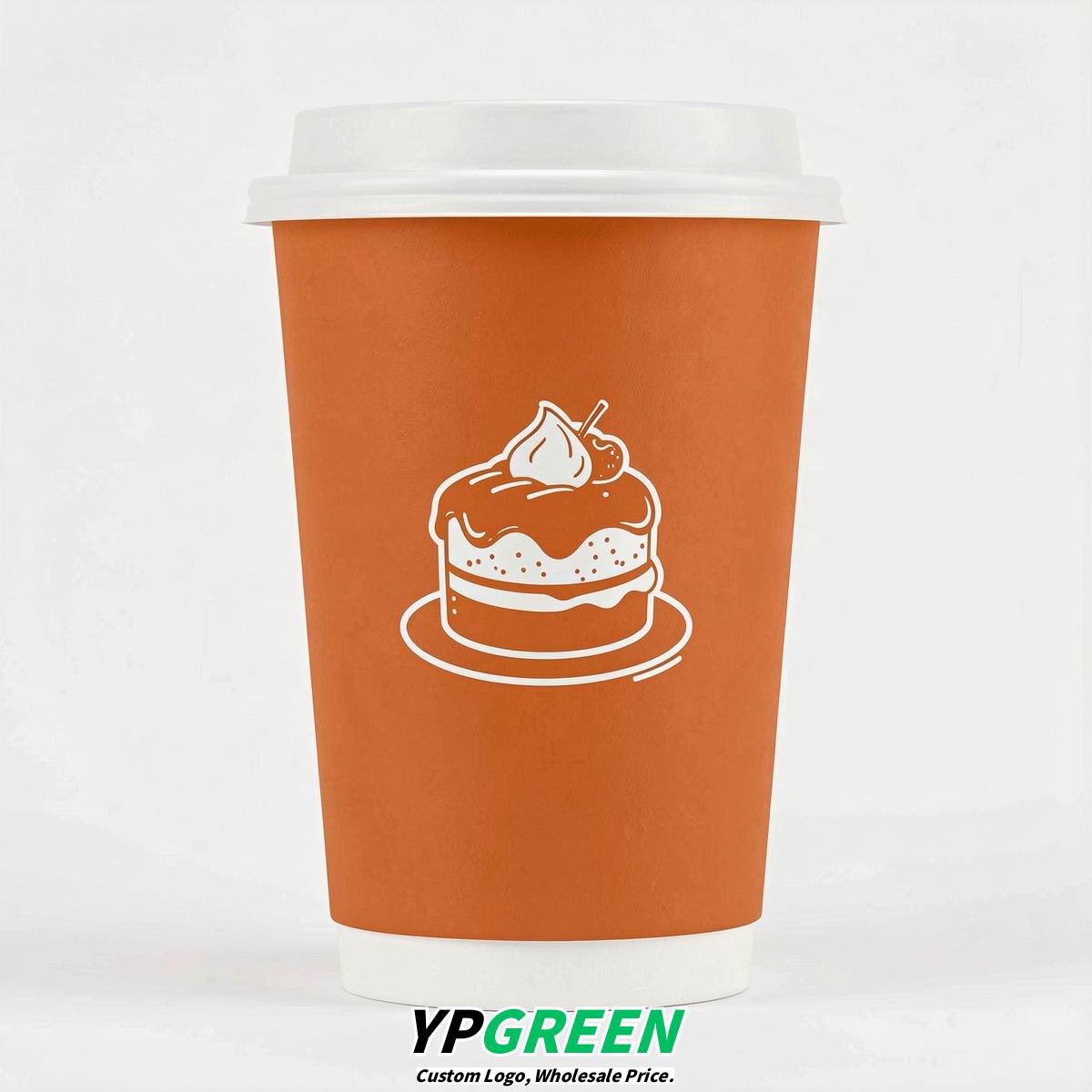 Tangerine Paper Cups with Desserts Design 8-24oz