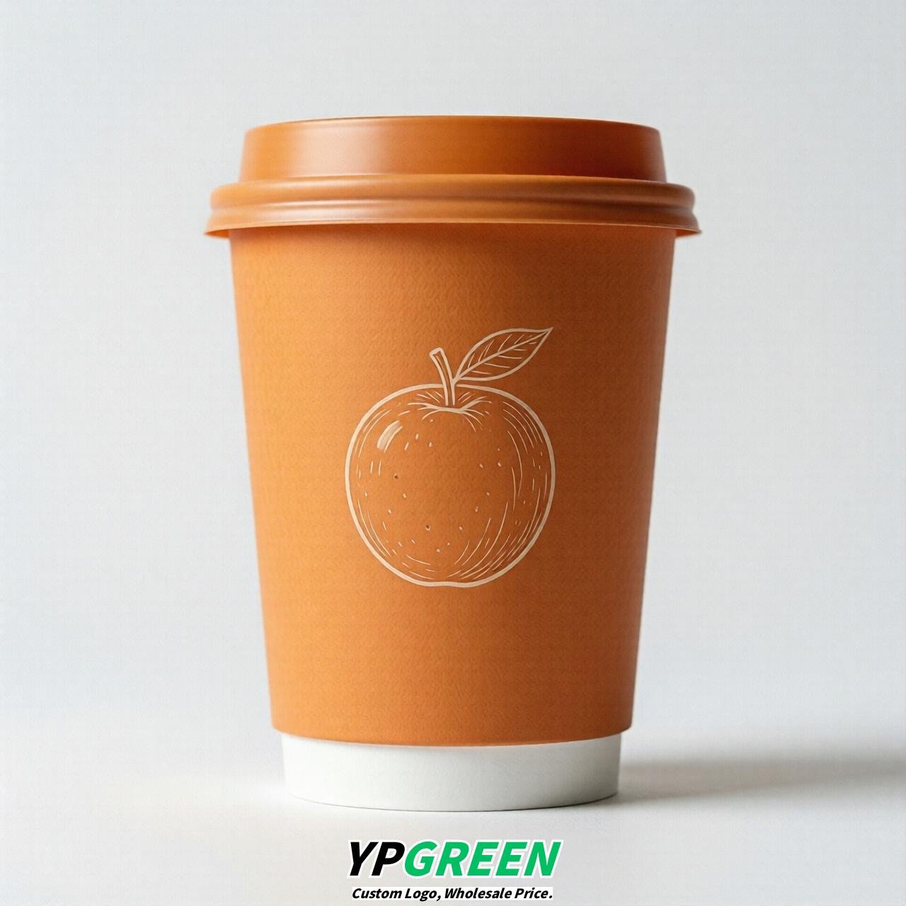 Tangerine Fruits Paper Cups with Lids 8-24oz