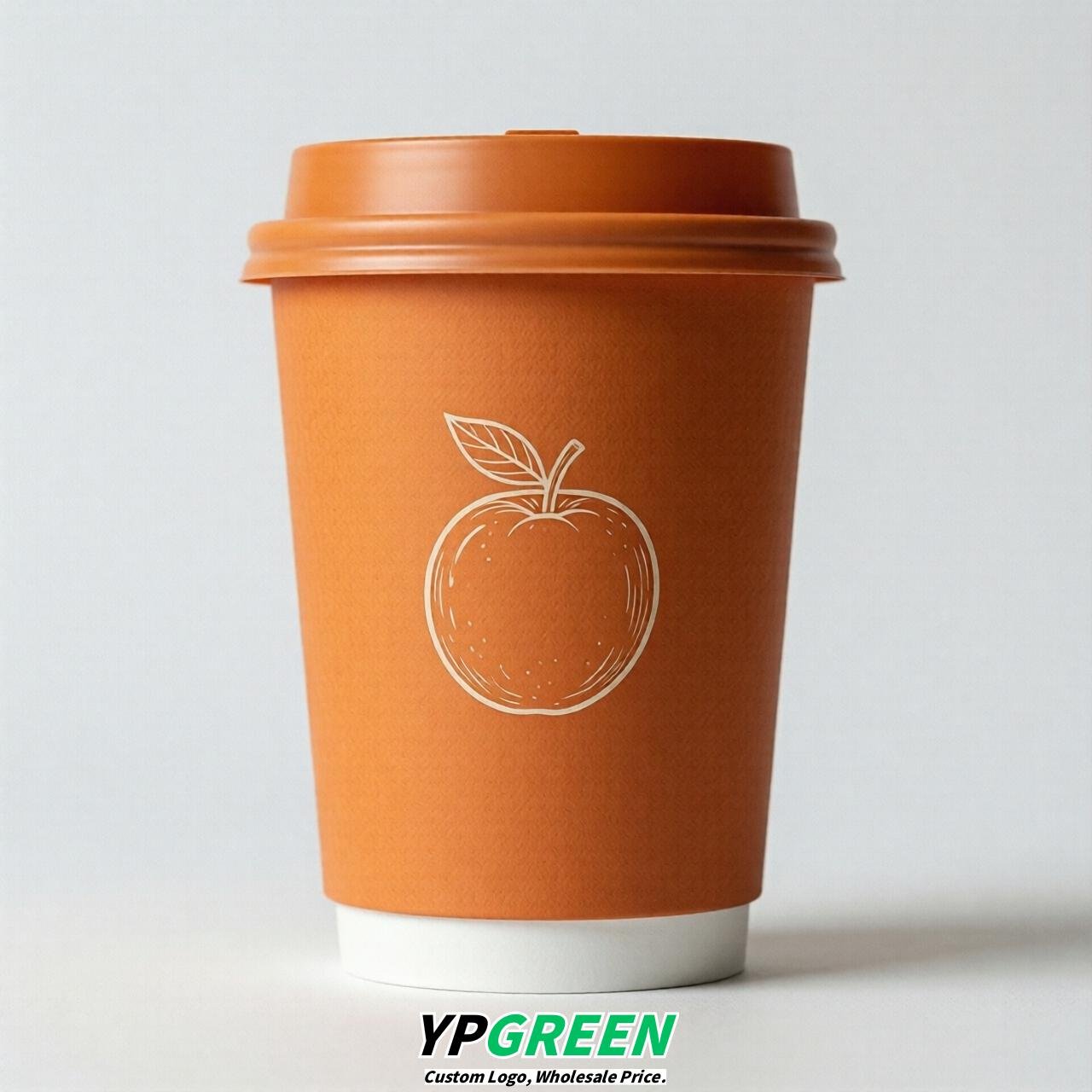 Tangerine Fruits Paper Cups with Lids 8-24oz