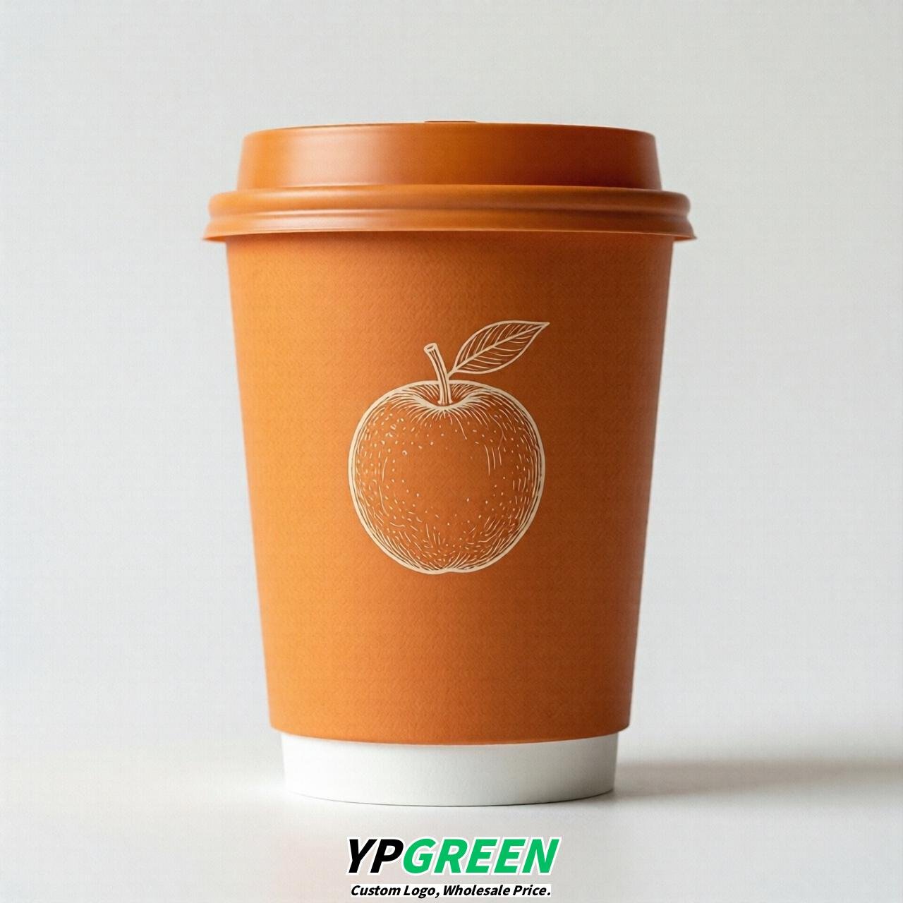 Tangerine Fruits Paper Cups with Lids 8-24oz