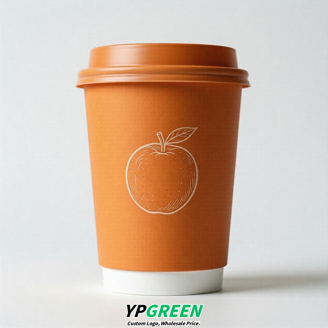 Tangerine Fruits Paper Cups with Lids 8-24oz