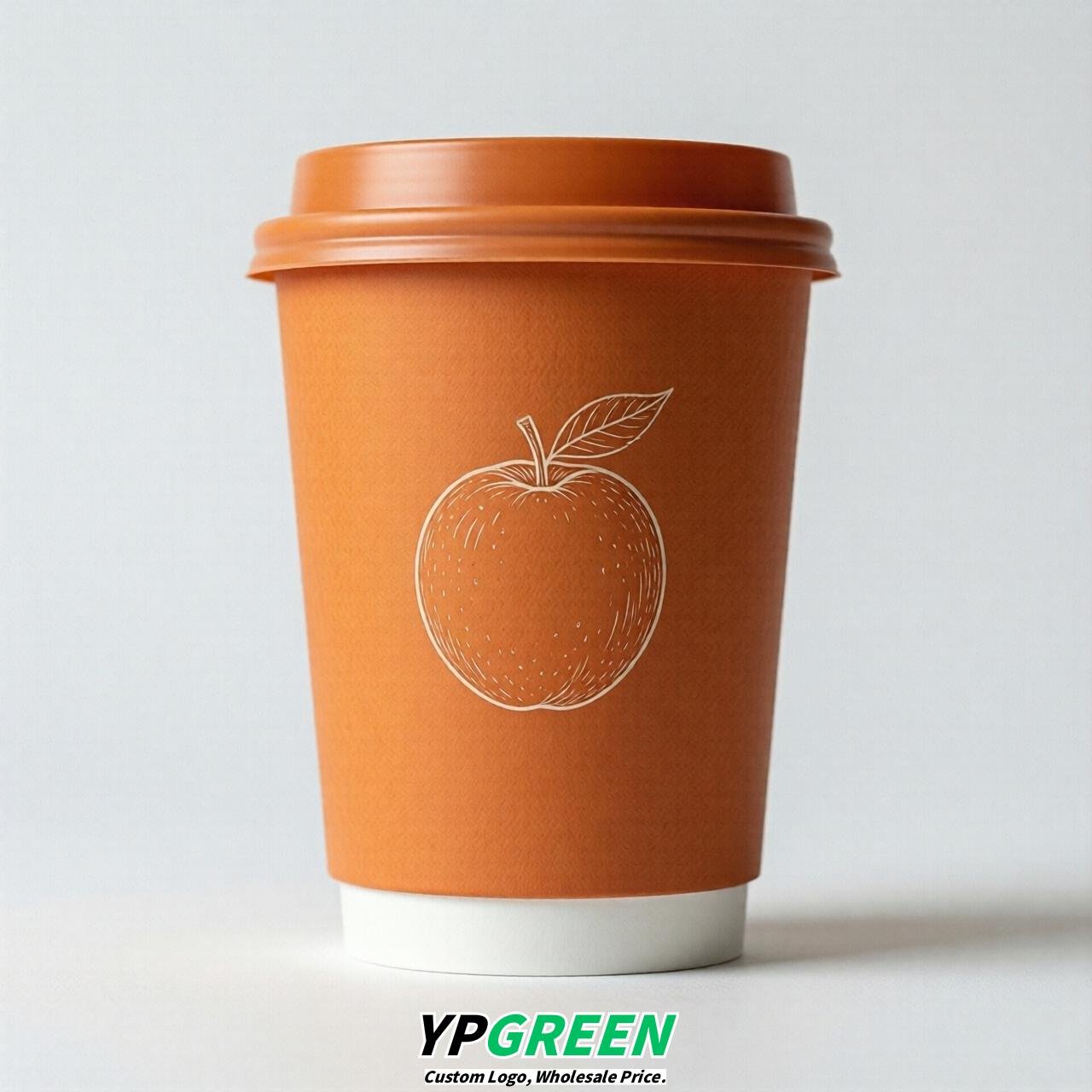 Tangerine Fruits Paper Cups with Lids 8-24oz