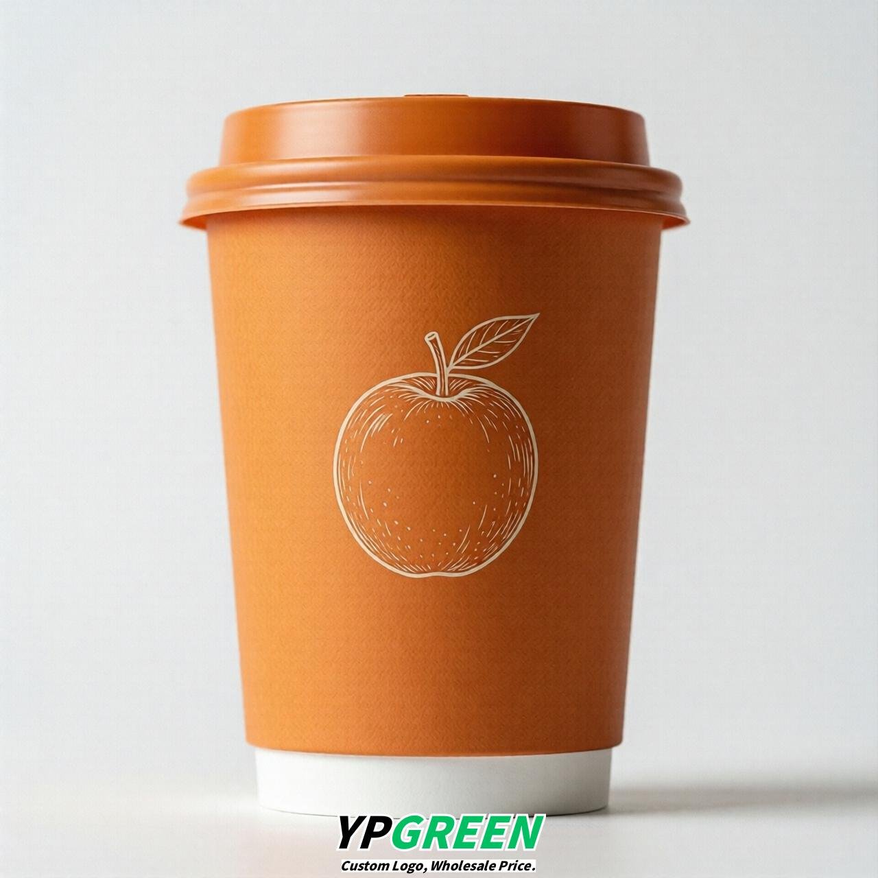 Tangerine Fruits Paper Cups with Lids 8-24oz