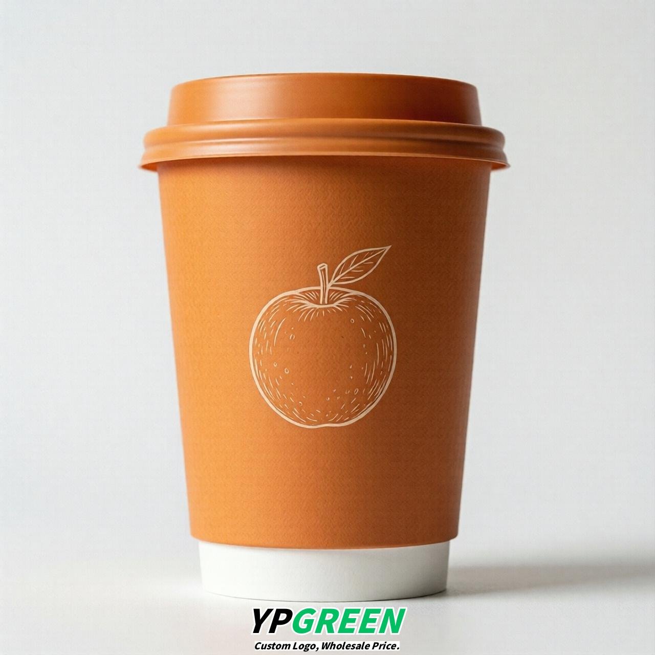 Tangerine Fruits Paper Cups with Lids 8-24oz