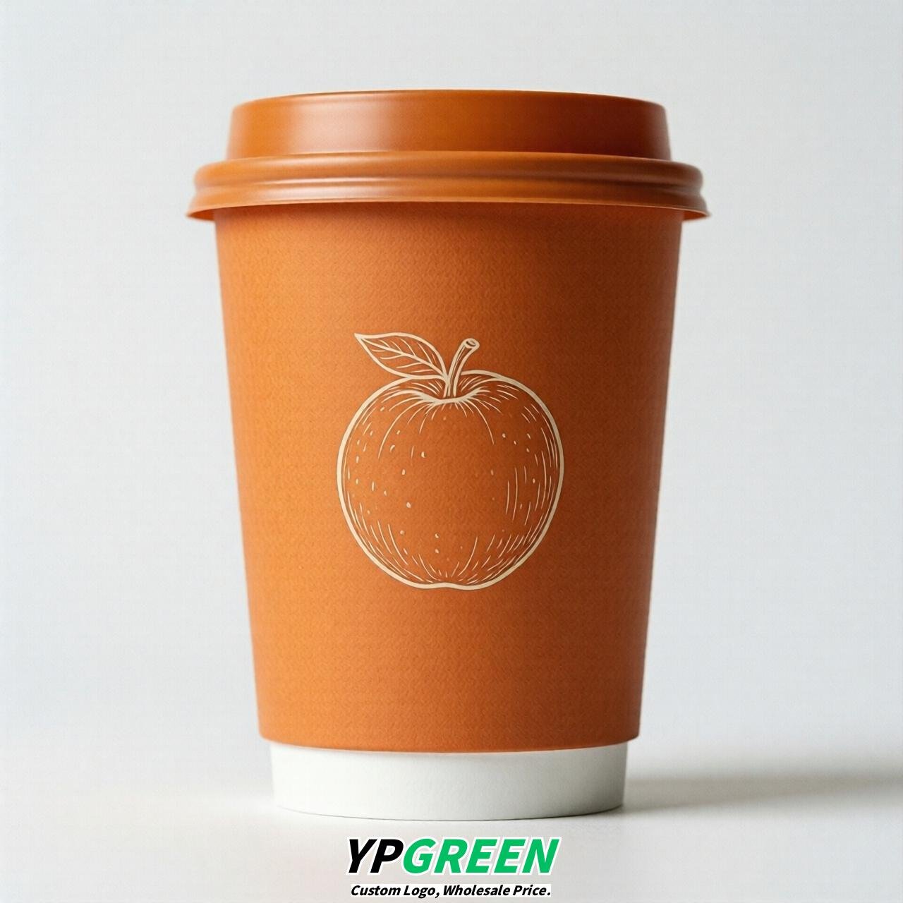 Tangerine Fruits Paper Cups with Lids 8-24oz