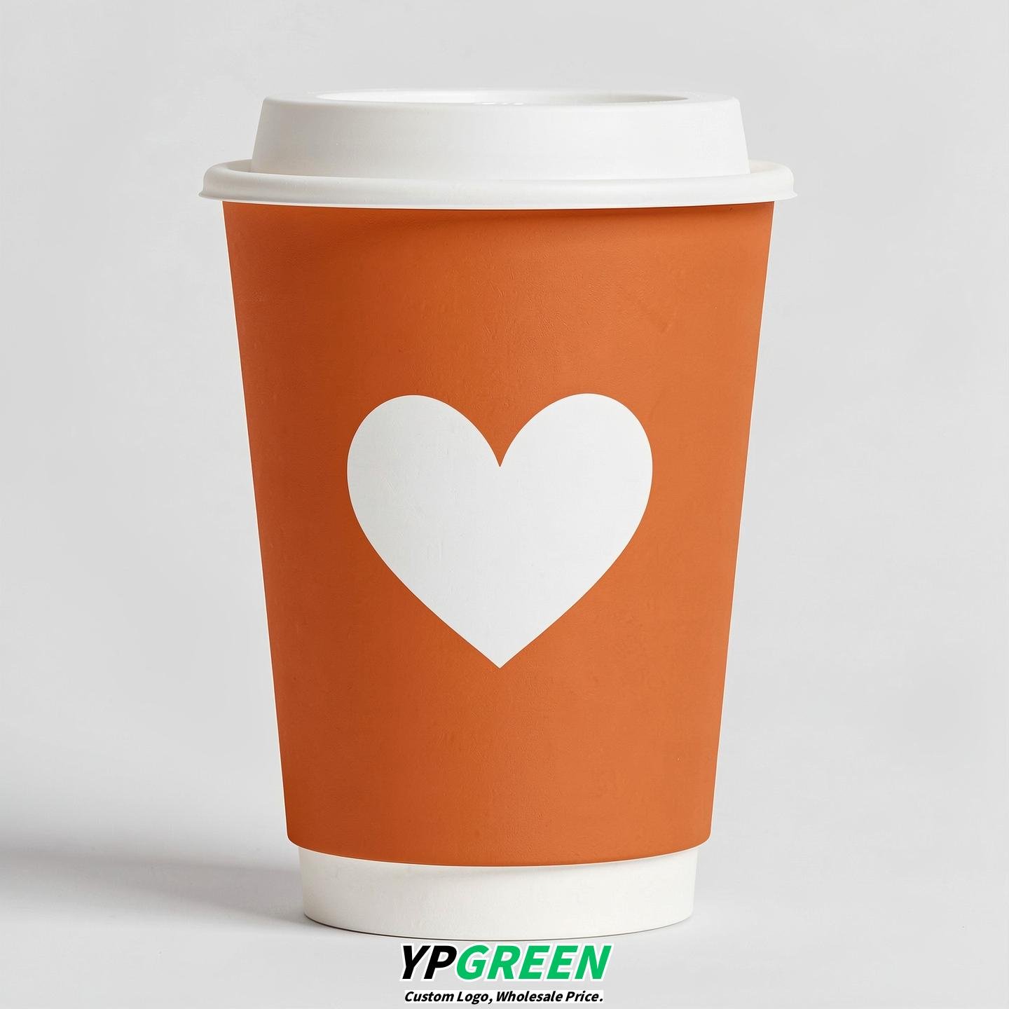 Tangerine Heart Paper Cups with Lids 8-24oz