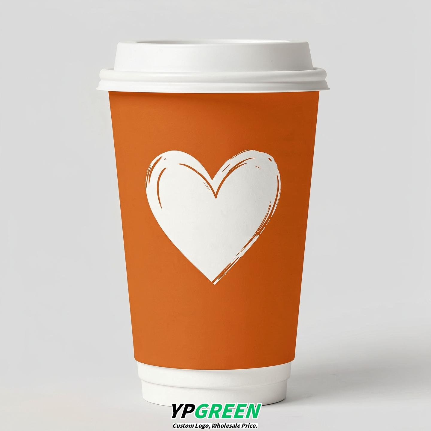 Tangerine Heart Paper Cups with Lids 8-24oz