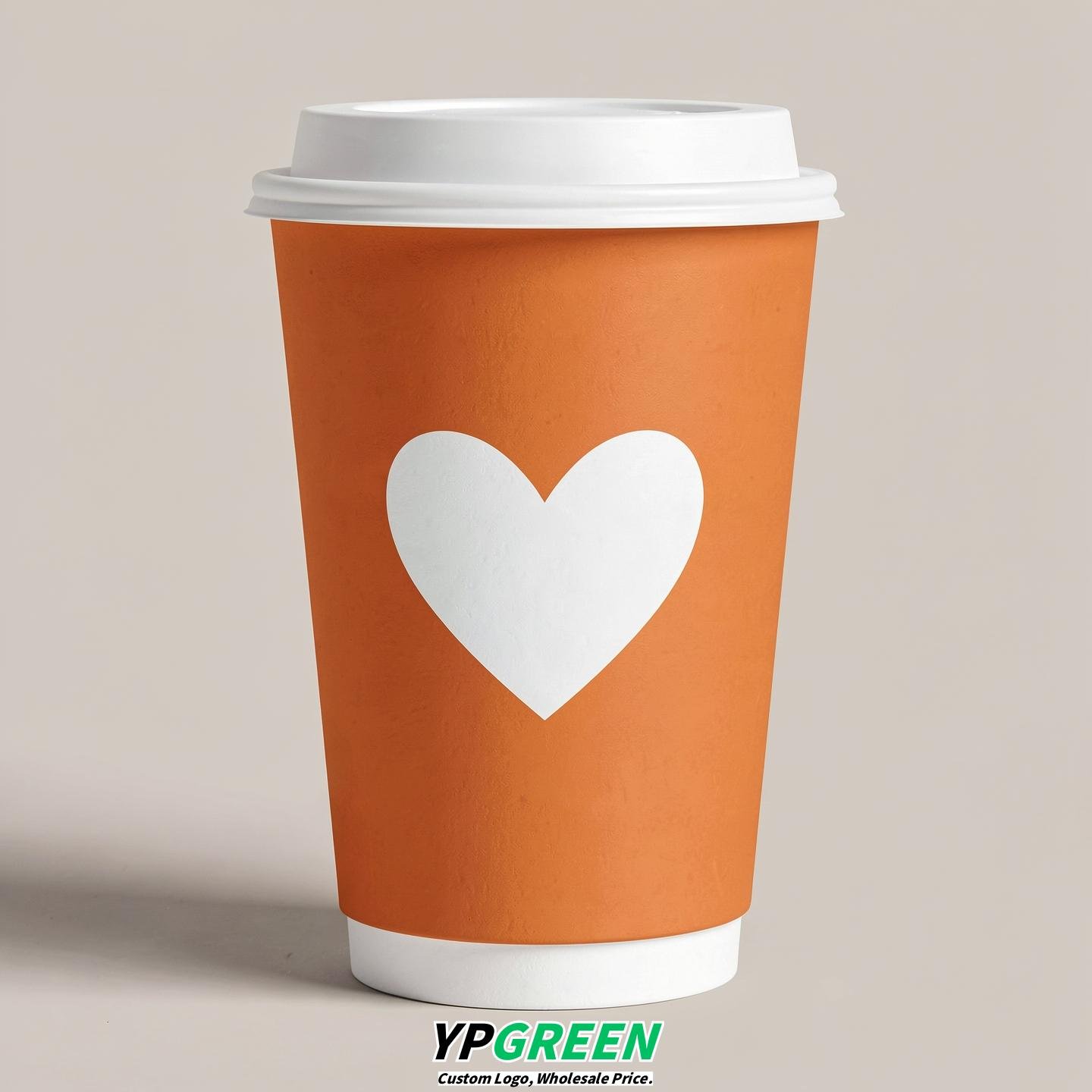 Tangerine Heart Paper Cups with Lids 8-24oz
