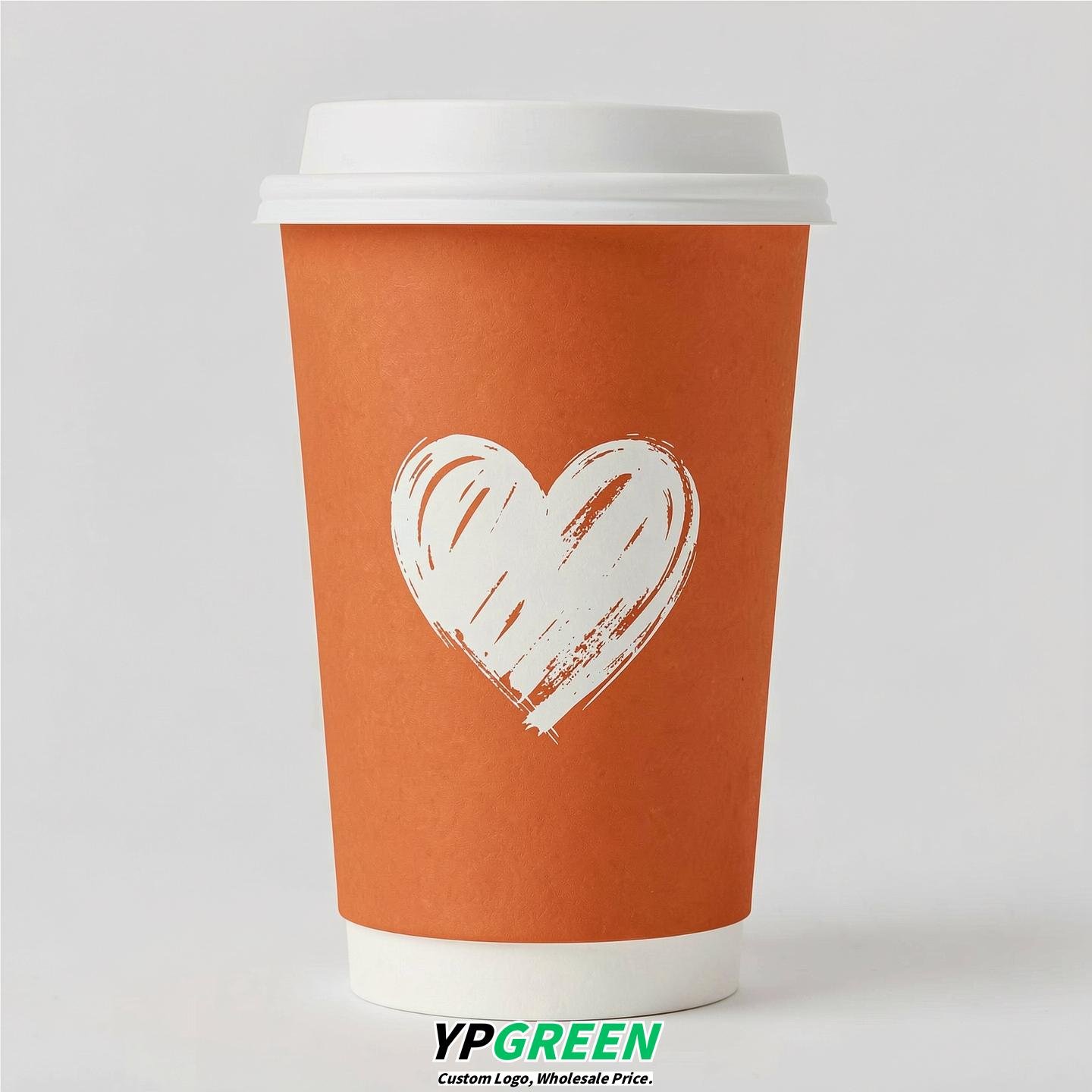 Tangerine Heart Paper Cups with Lids 8-24oz