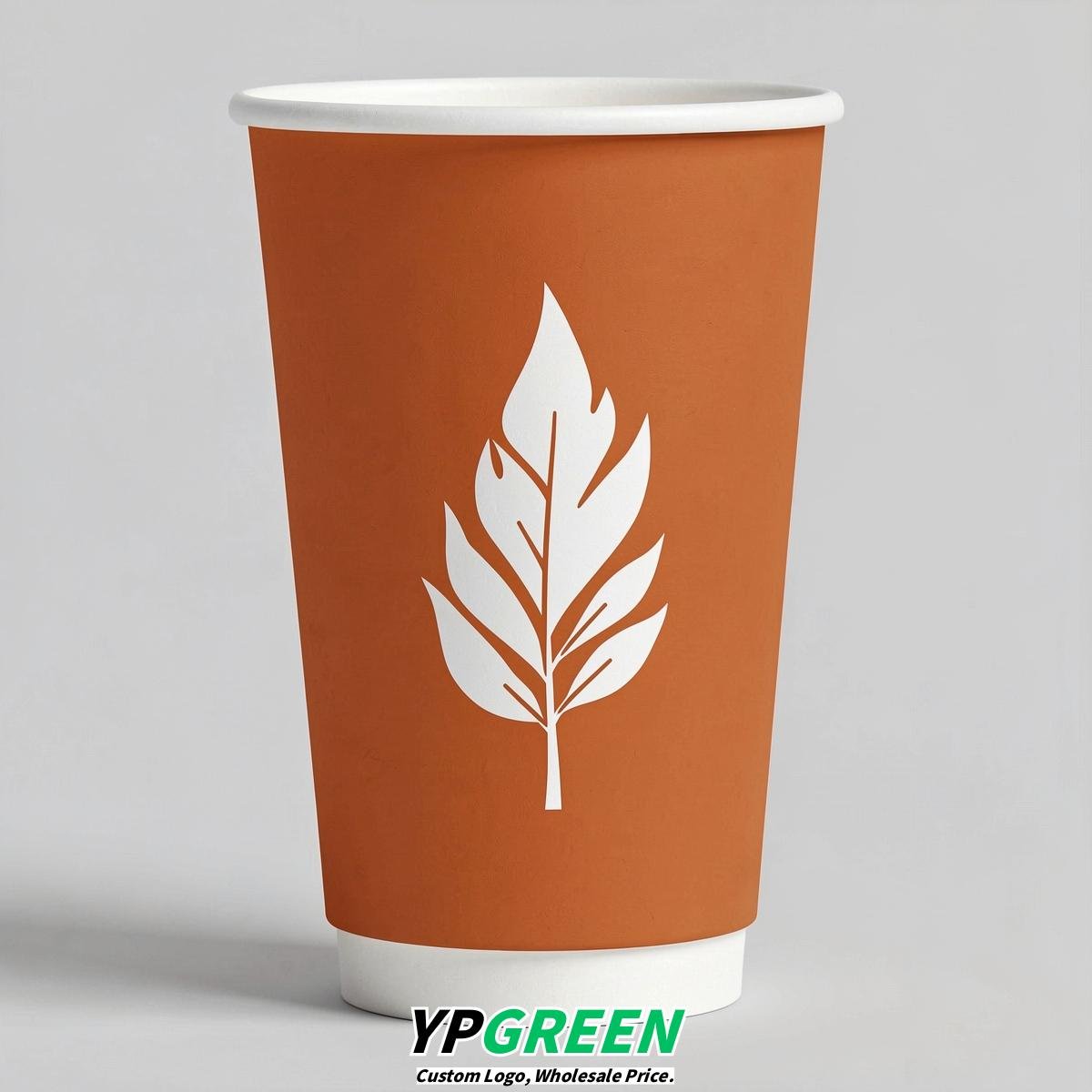 Tangerine Leaves Paper Cups with Lids 8-24oz