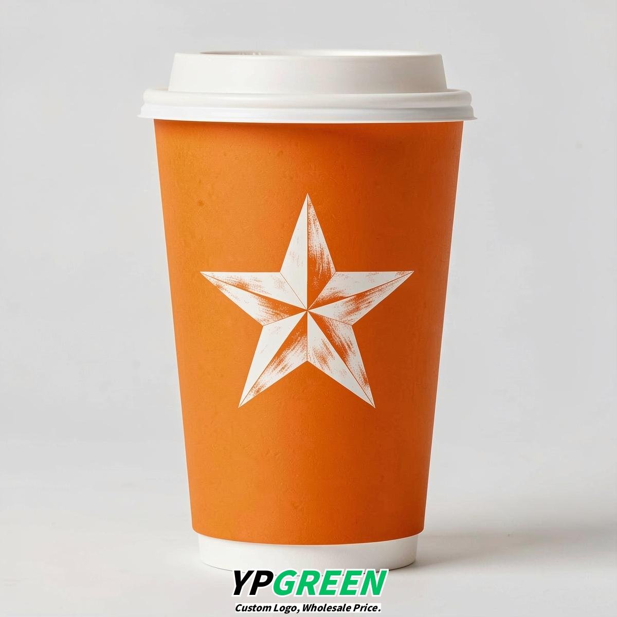 Tangerine Stars Paper Cups with Lids 8-24oz